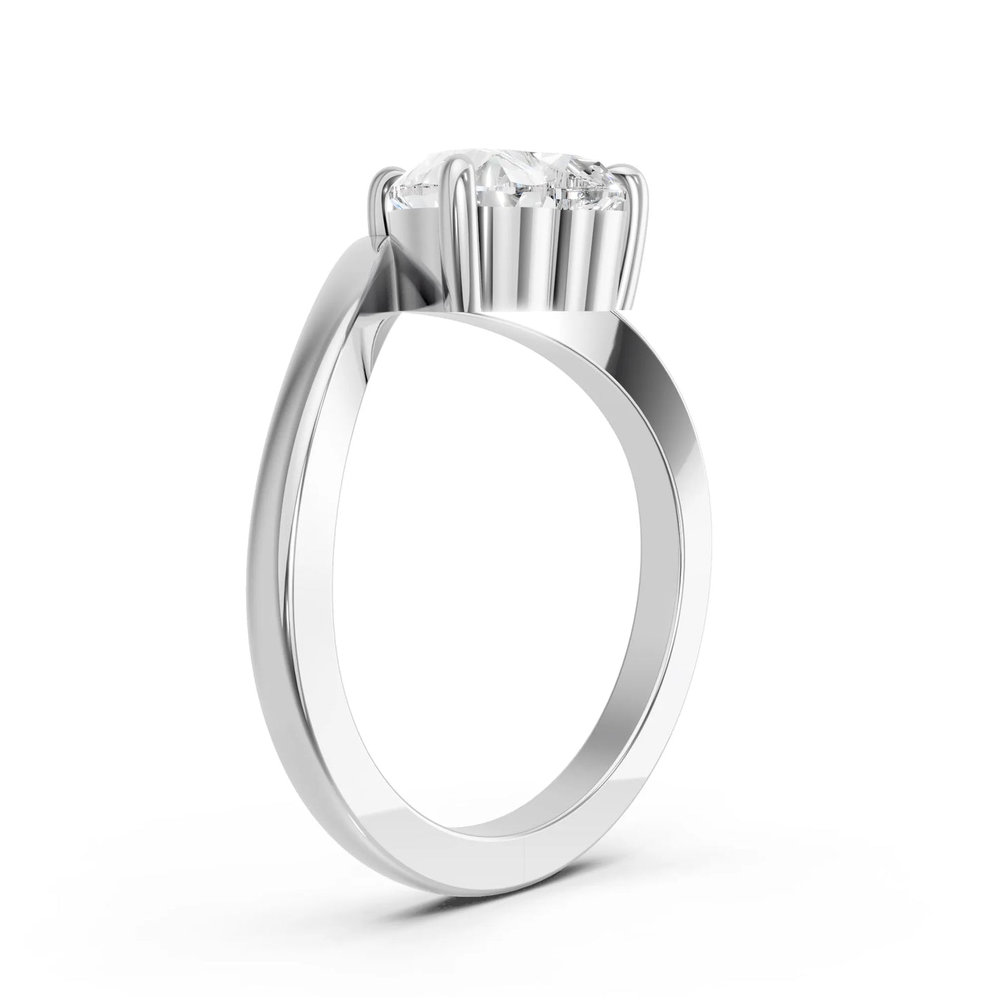 14K Gold Heart Cut Diamond V Shape Engagement Ring