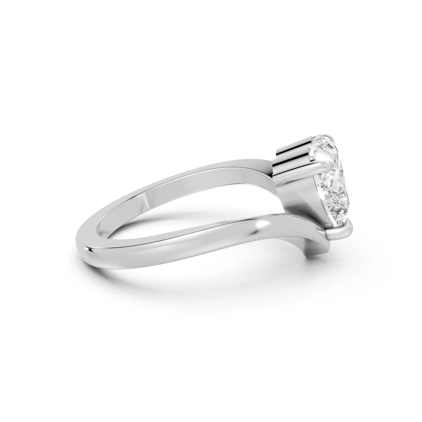 14K Gold Heart Cut Diamond V Shape Engagement Ring