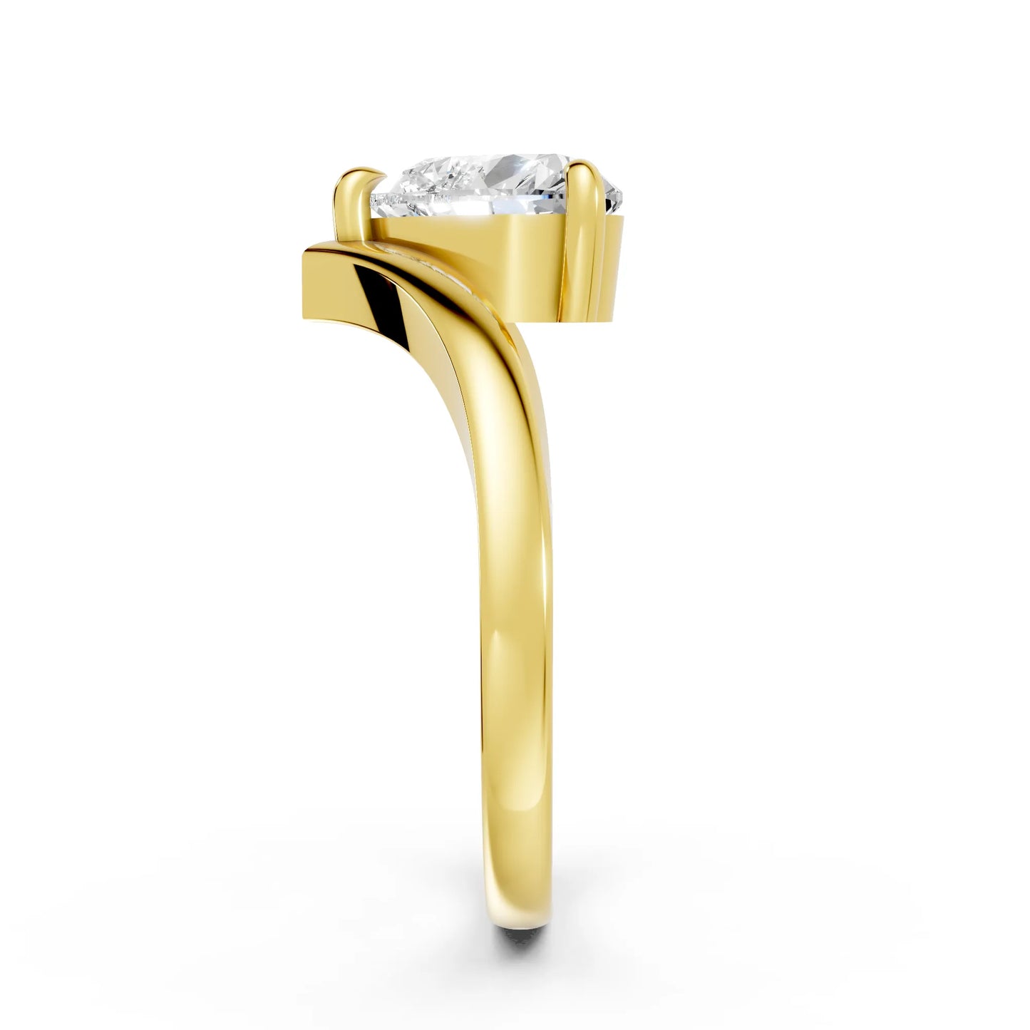 14K Gold Heart Cut Diamond V Shape Engagement Ring