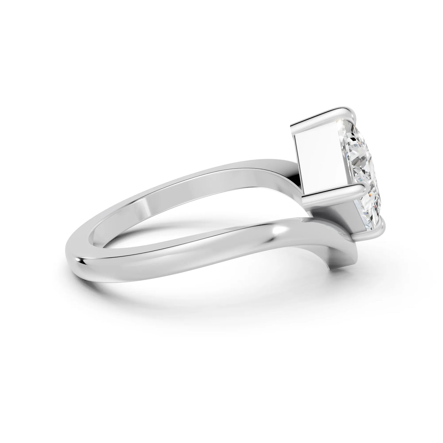 14K Gold Princess Cut Diamond V Shape Engagement Ring