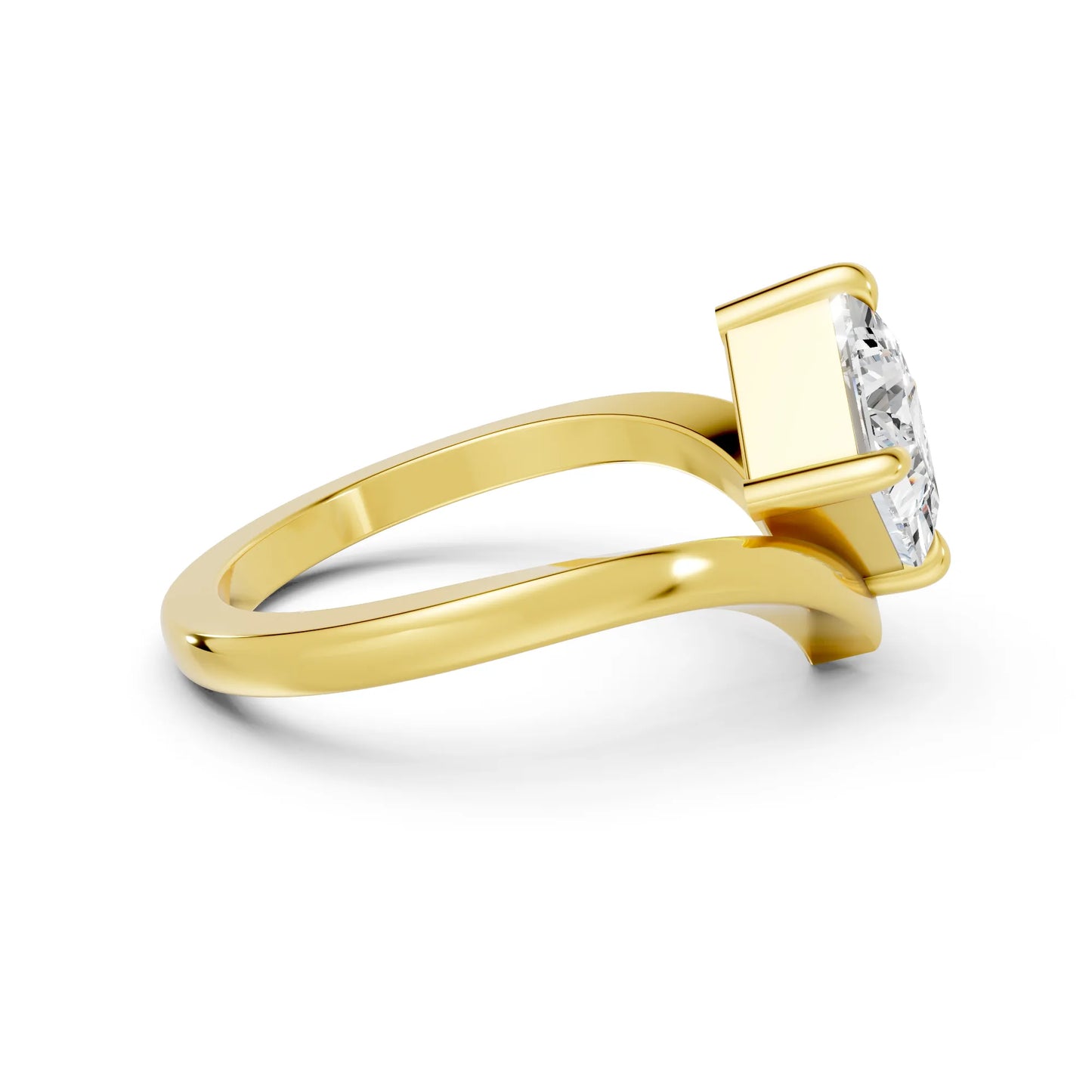14K Gold Princess Cut Diamond V Shape Engagement Ring