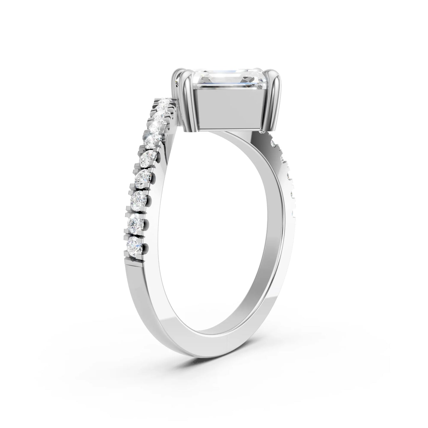 14K Gold Asscher Cut Diamond V Shape Engagement Ring