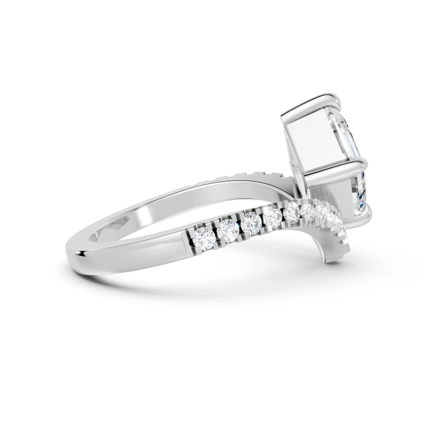 14K Gold Asscher Cut Diamond V Shape Engagement Ring
