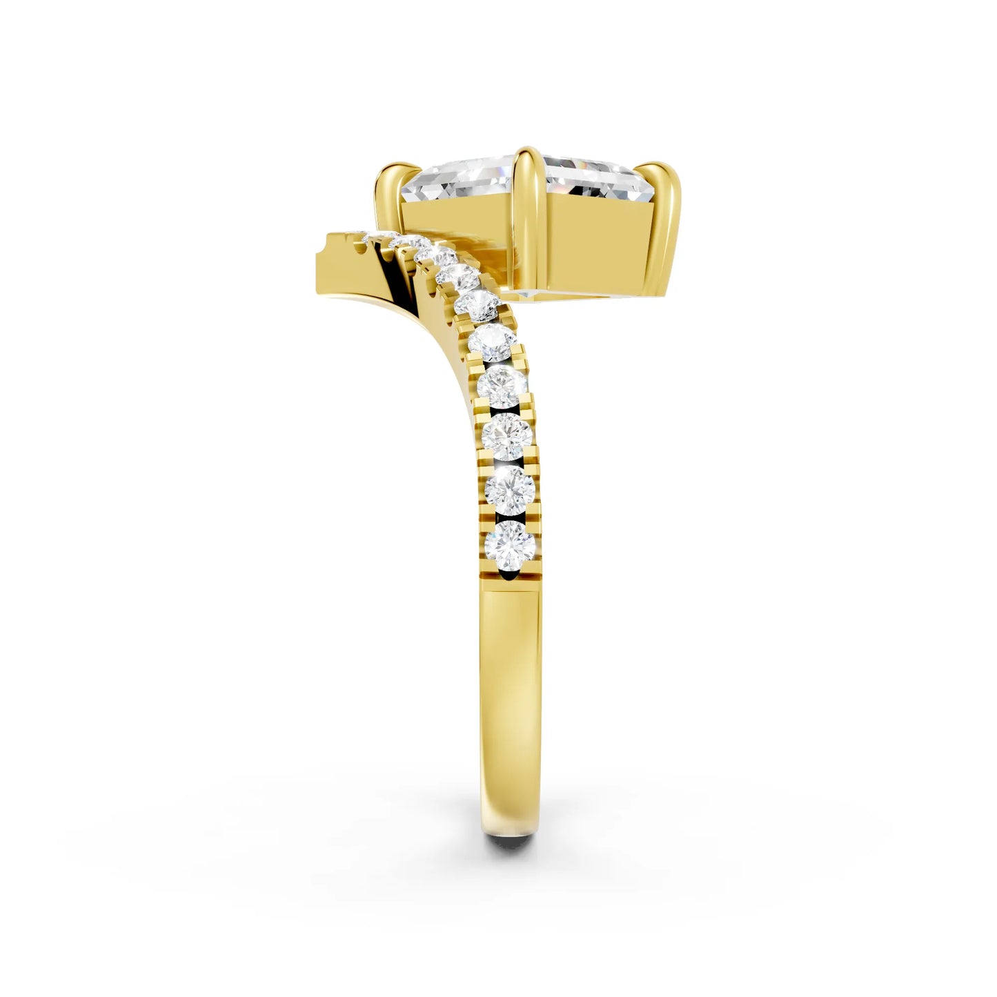 14K Gold Asscher Cut Diamond V Shape Engagement Ring