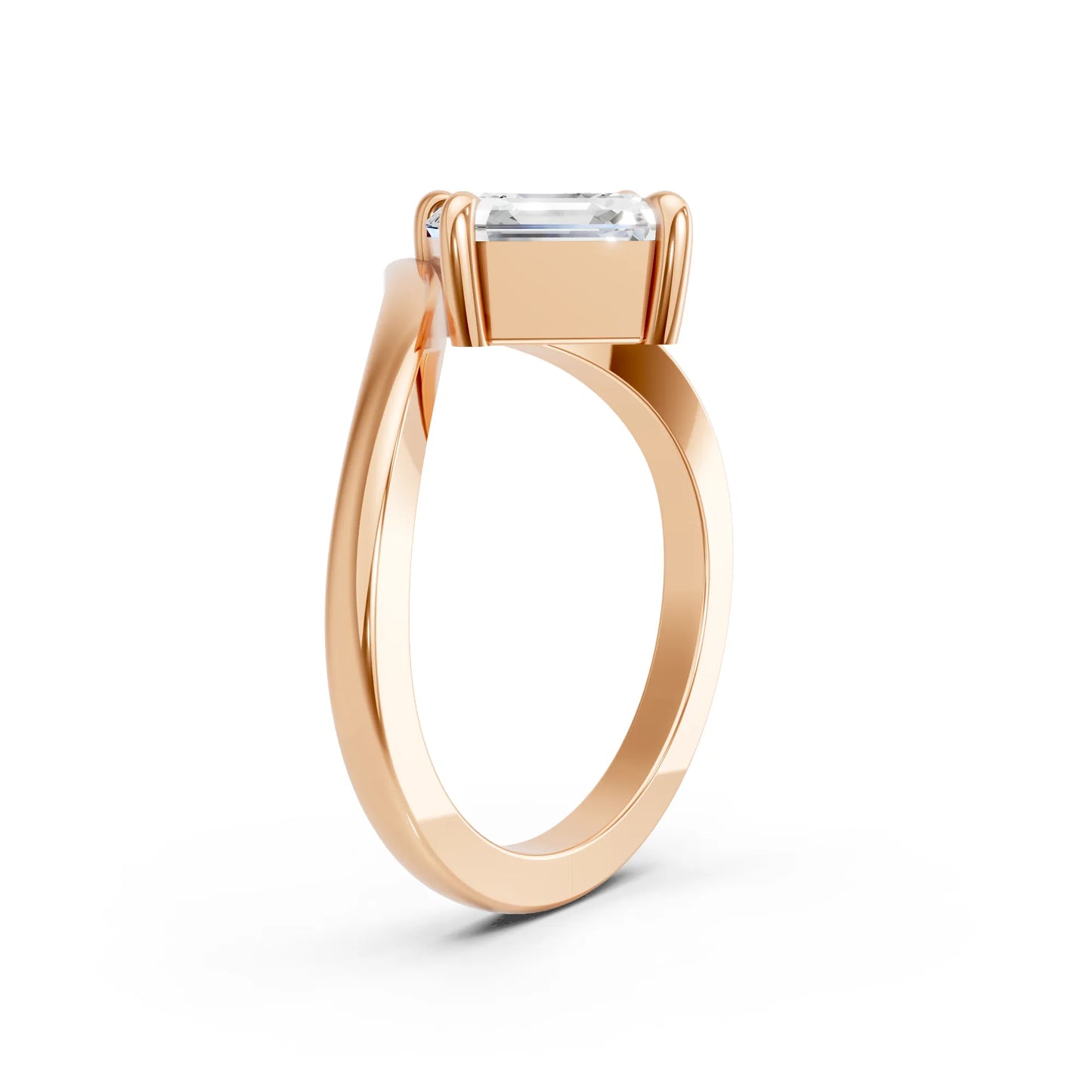 14K Gold Asscher Cut Diamond V Shape Engagement Ring