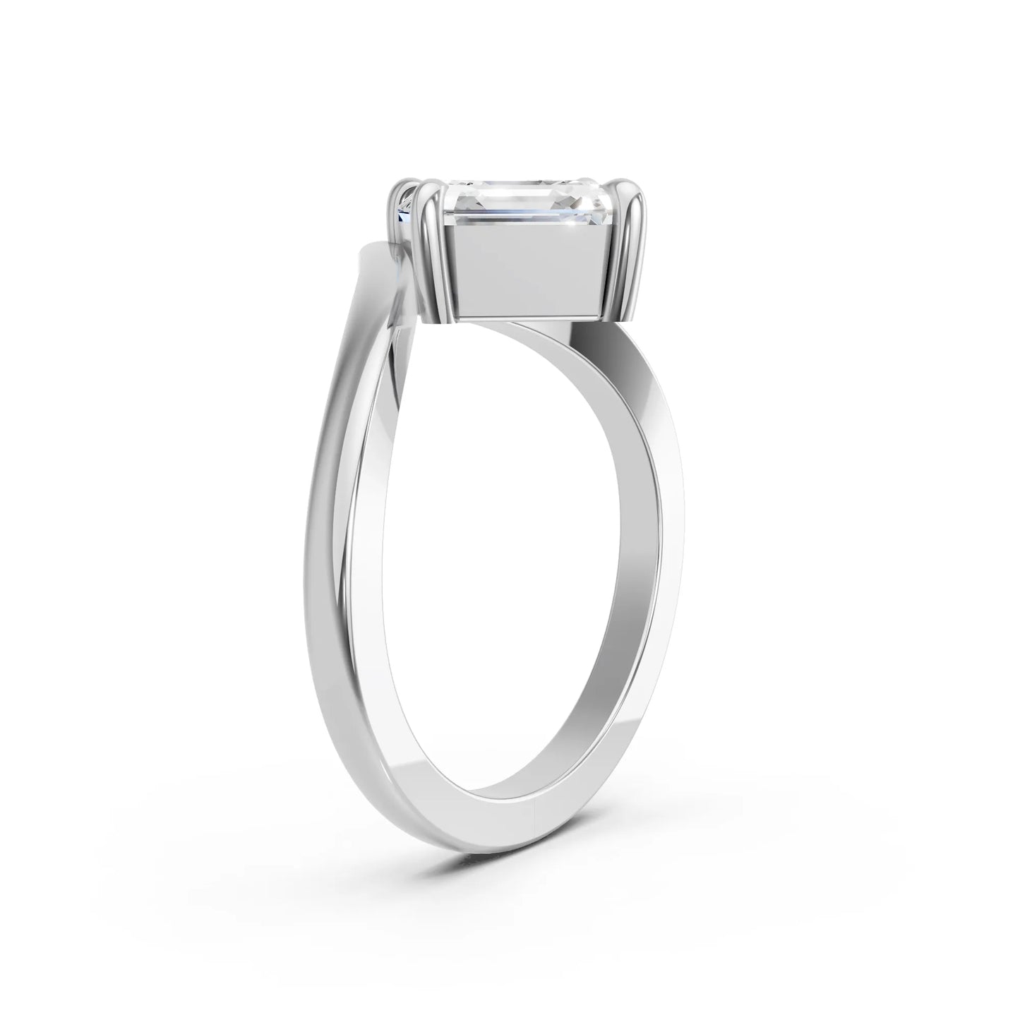 14K Gold Asscher Cut Diamond V Shape Engagement Ring