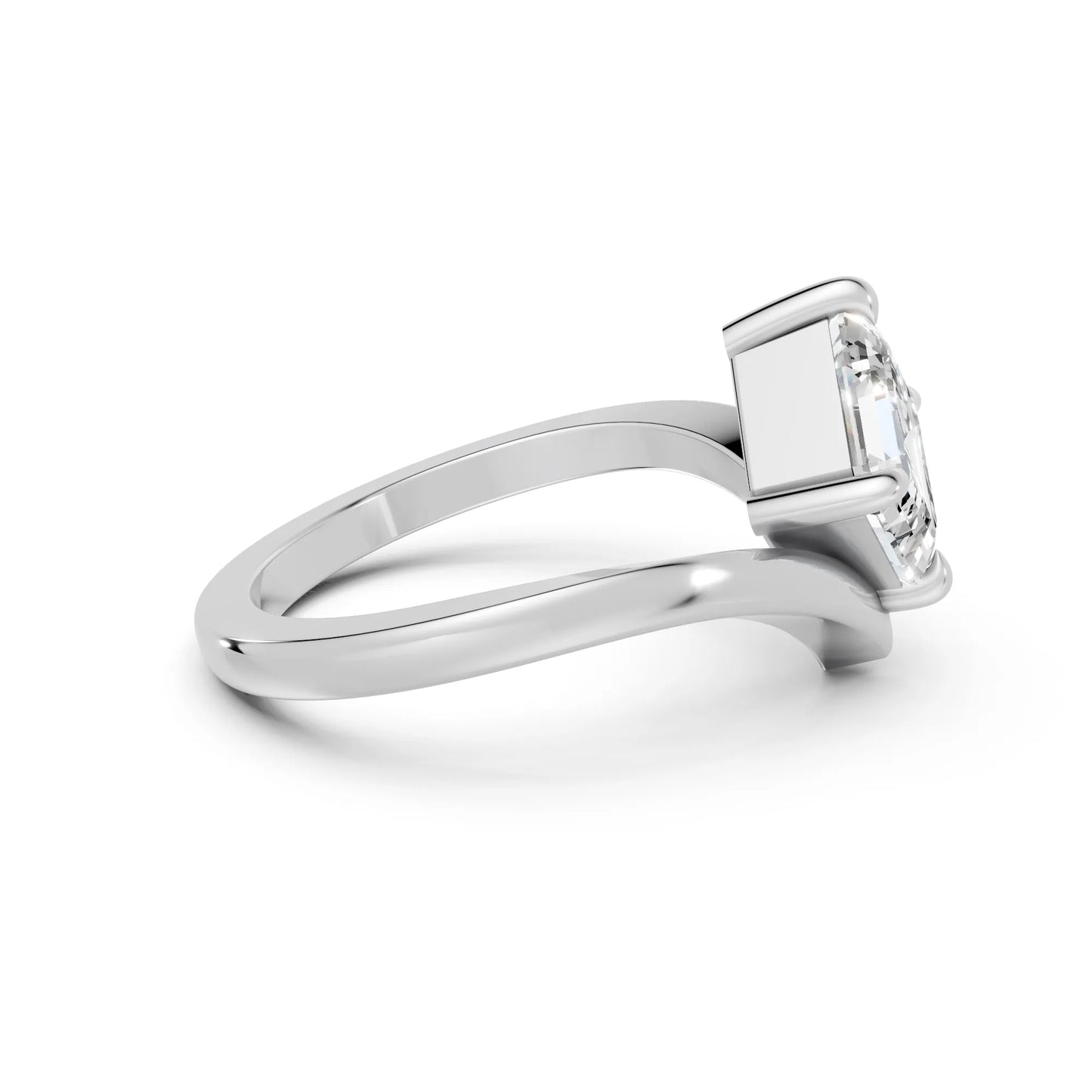 14K Gold Asscher Cut Diamond V Shape Engagement Ring
