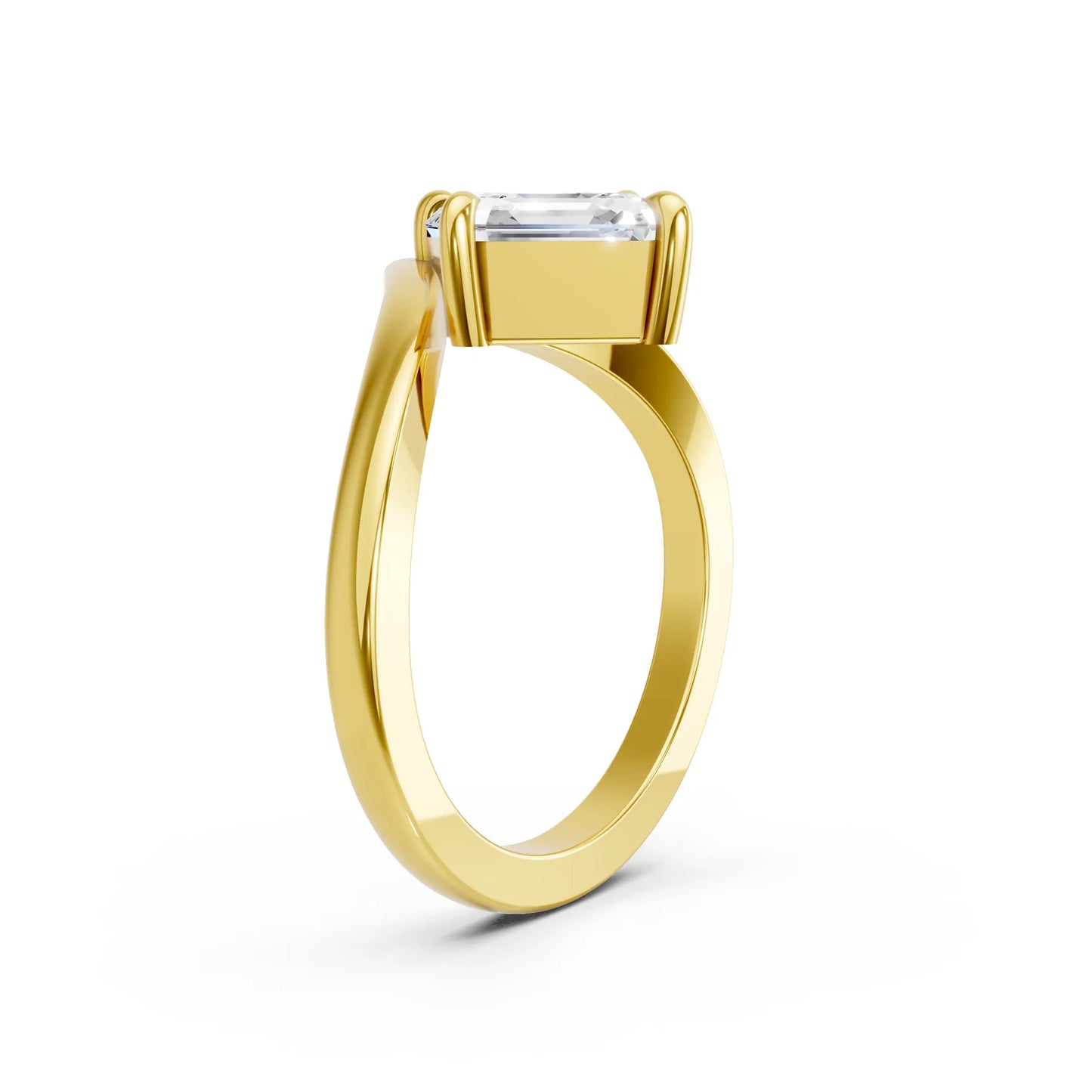 14K Gold Asscher Cut Diamond V Shape Engagement Ring