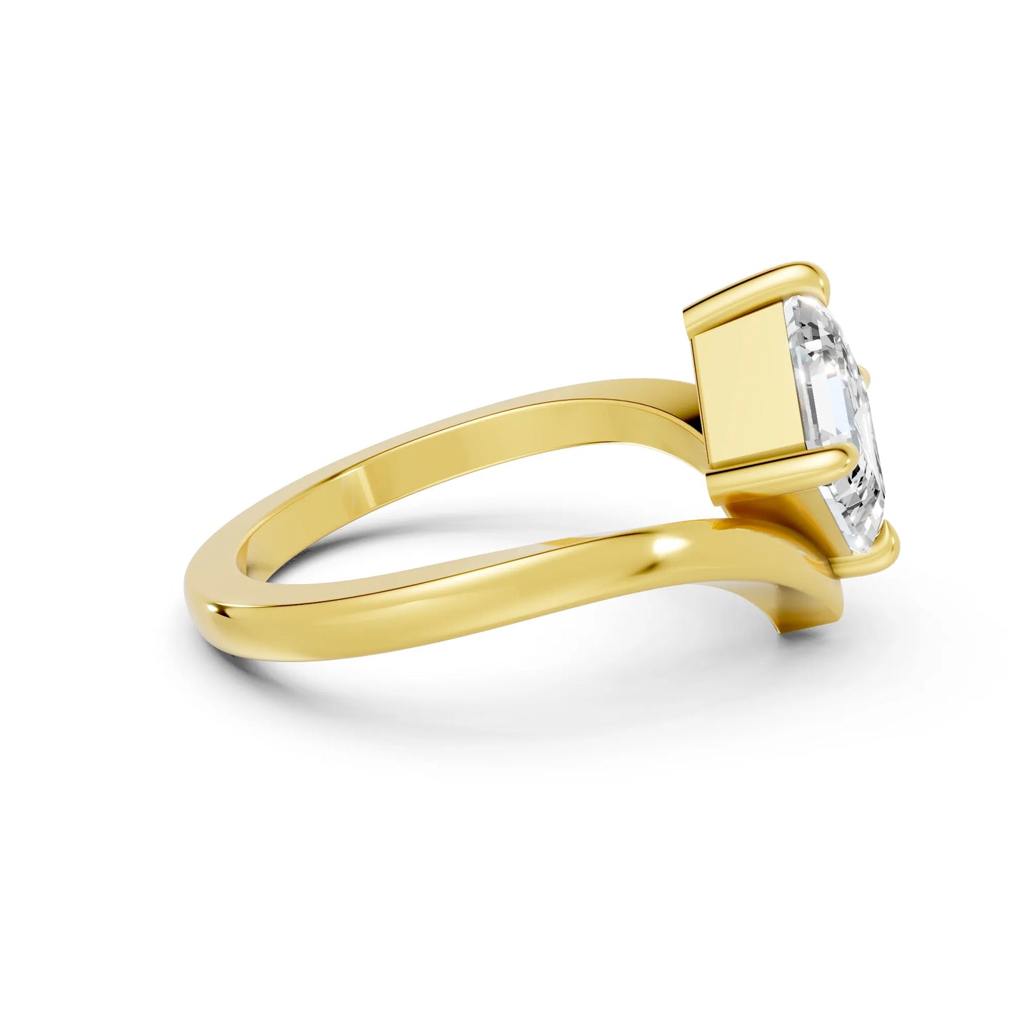 14K Gold Asscher Cut Diamond V Shape Engagement Ring
