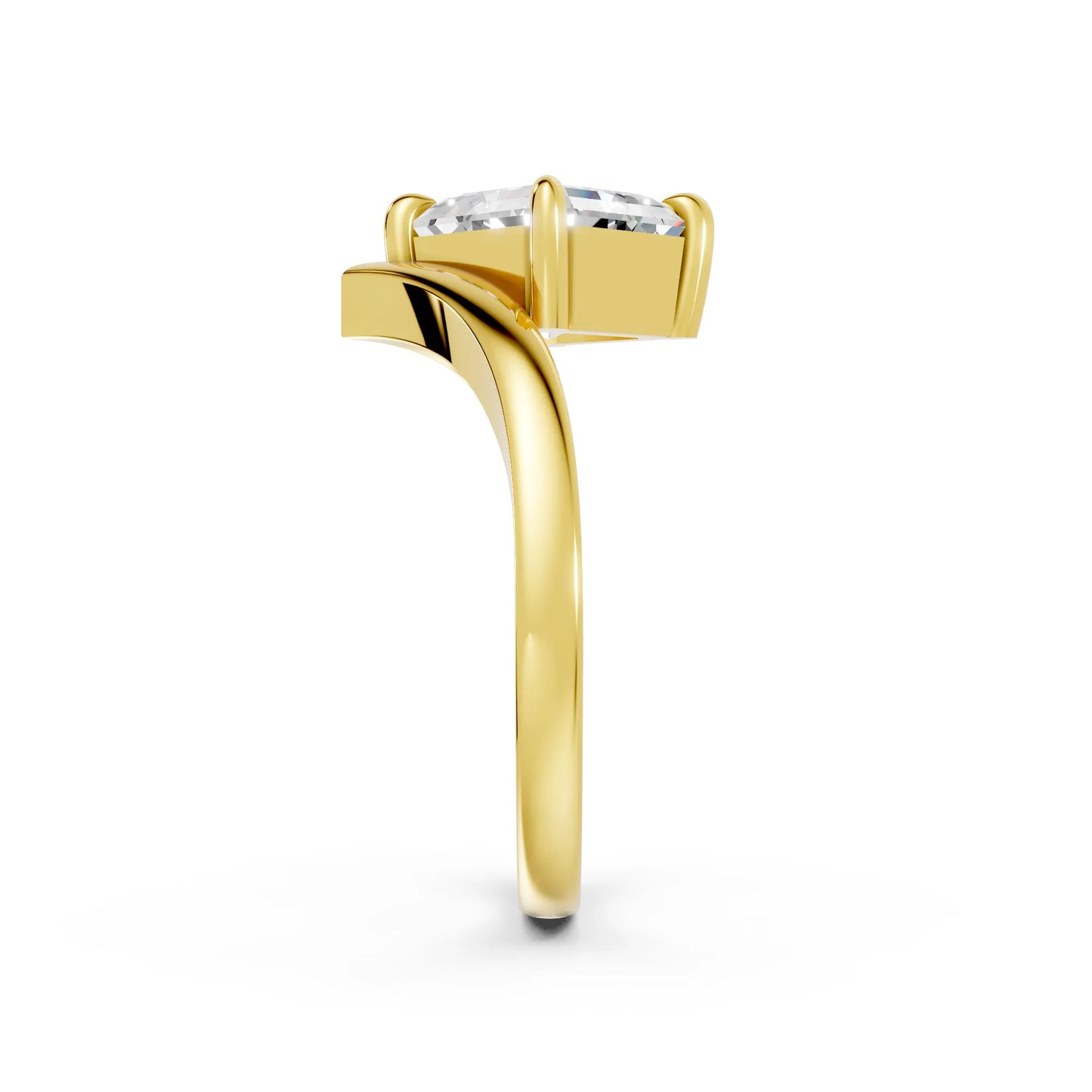 14K Gold Asscher Cut Diamond V Shape Engagement Ring