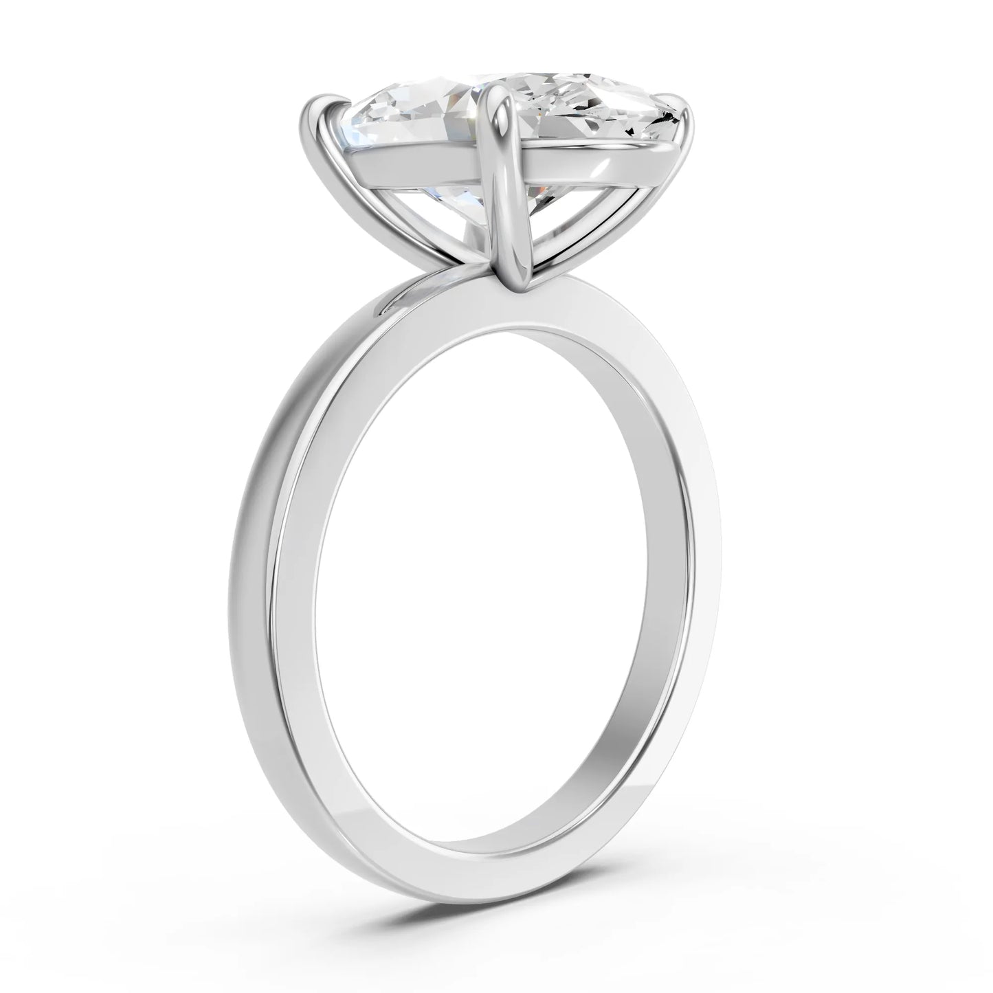 14K Gold Moval Cut Diamond Solitaire Ring