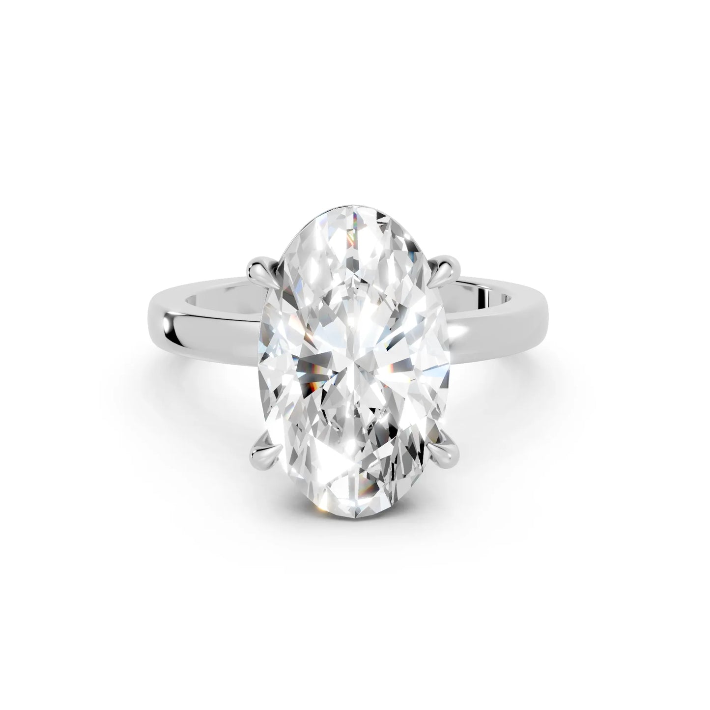14K Gold Moval Cut Diamond Solitaire Ring