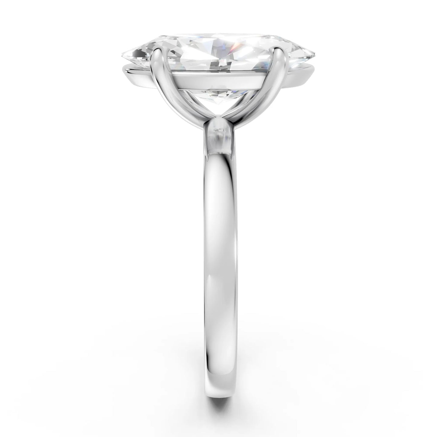 14K Gold Moval Cut Diamond Solitaire Ring