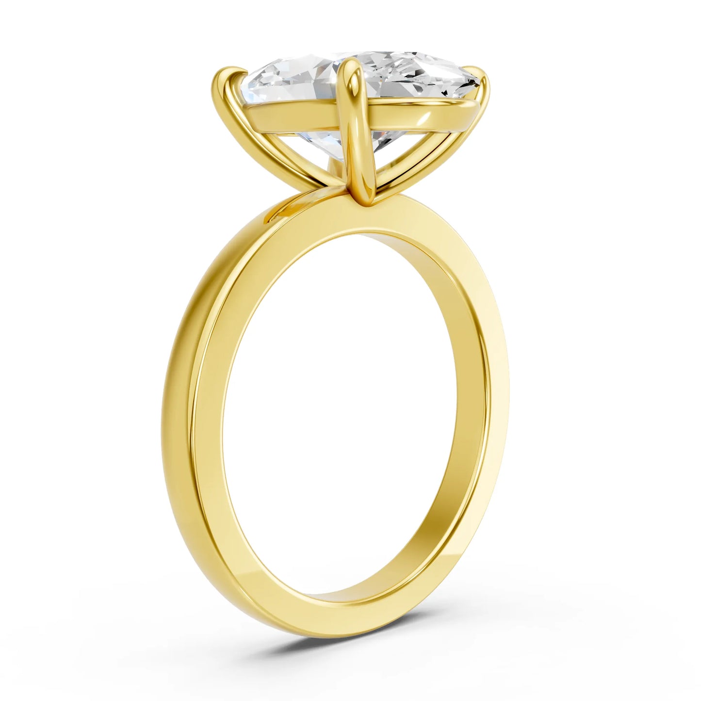 14K Gold Moval Cut Diamond Solitaire Ring