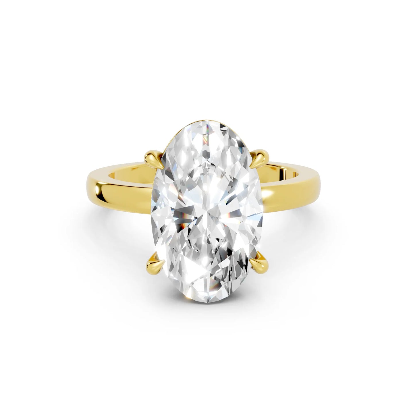 14K Gold Moval Cut Diamond Solitaire Ring