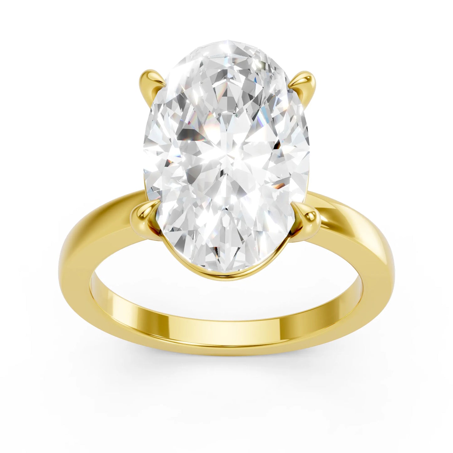 14K Gold Moval Cut Diamond Solitaire Ring