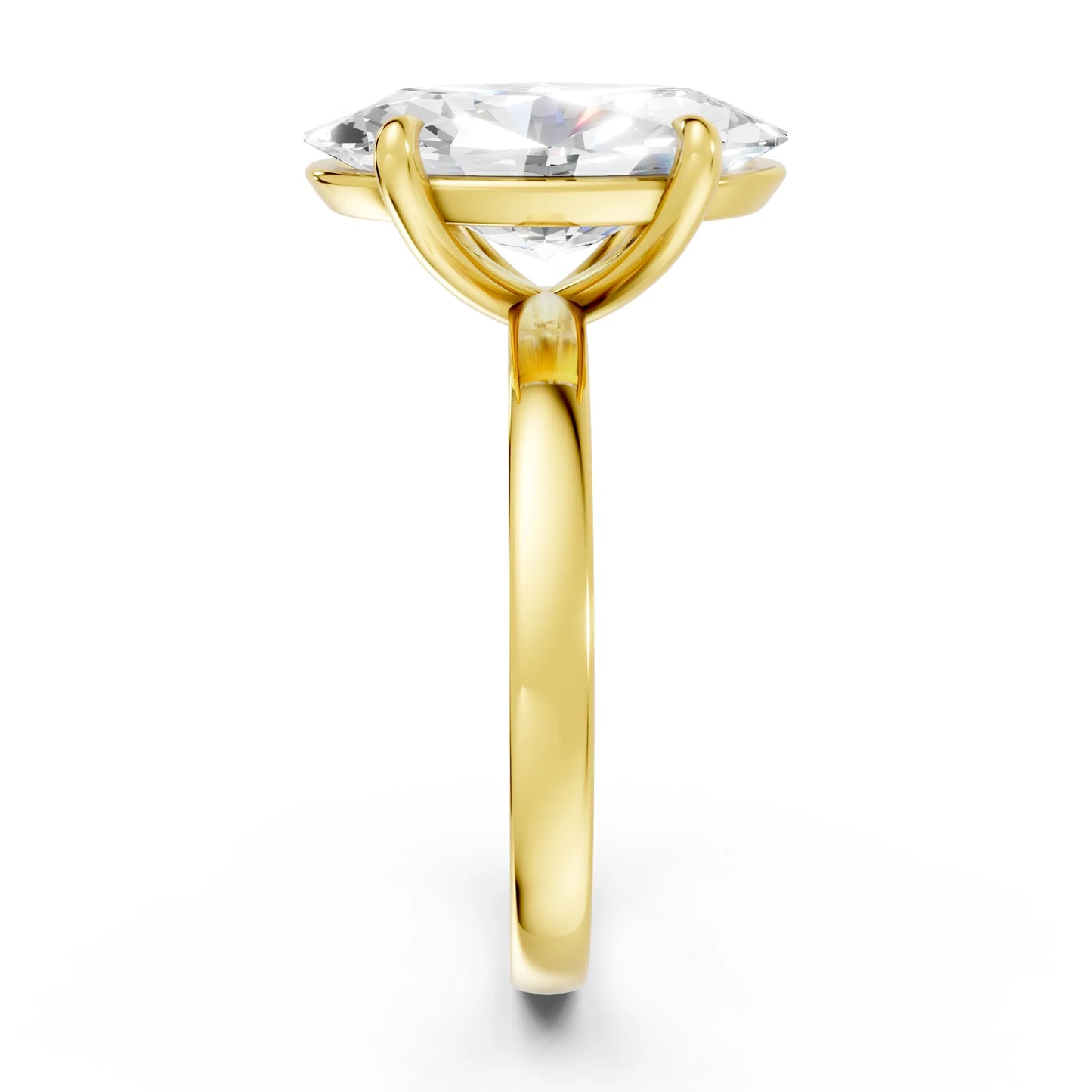 14K Gold Moval Cut Diamond Solitaire Ring