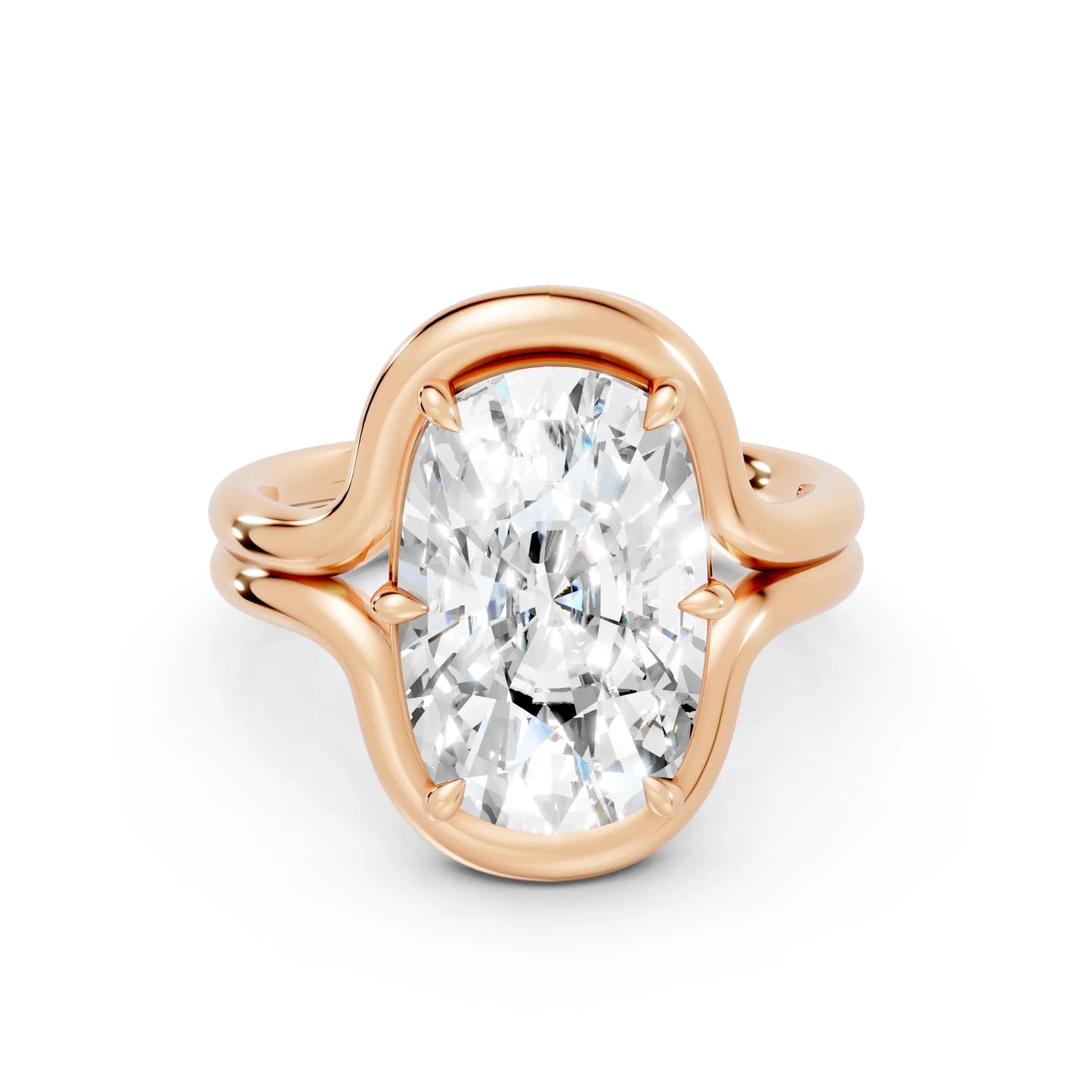 14K Gold Cushion Cut Diamond Solitaire Bridal Ring