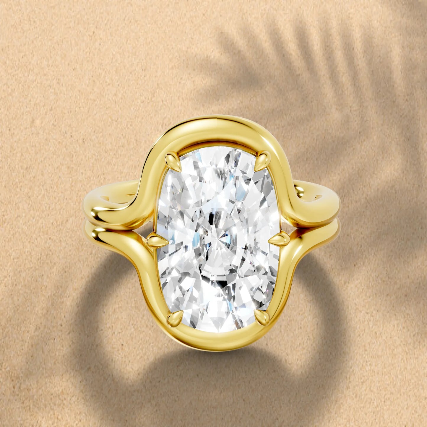 14K Gold Cushion Cut Diamond Solitaire Bridal Ring
