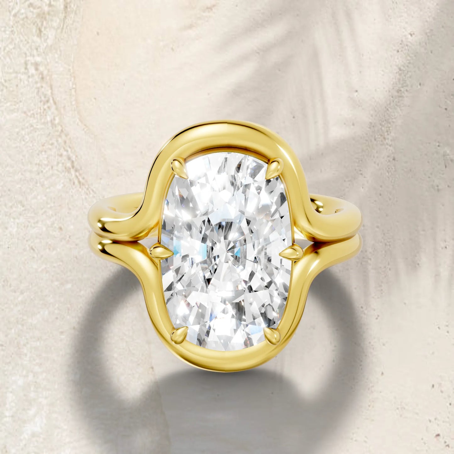 14K Gold Cushion Cut Diamond Solitaire Bridal Ring