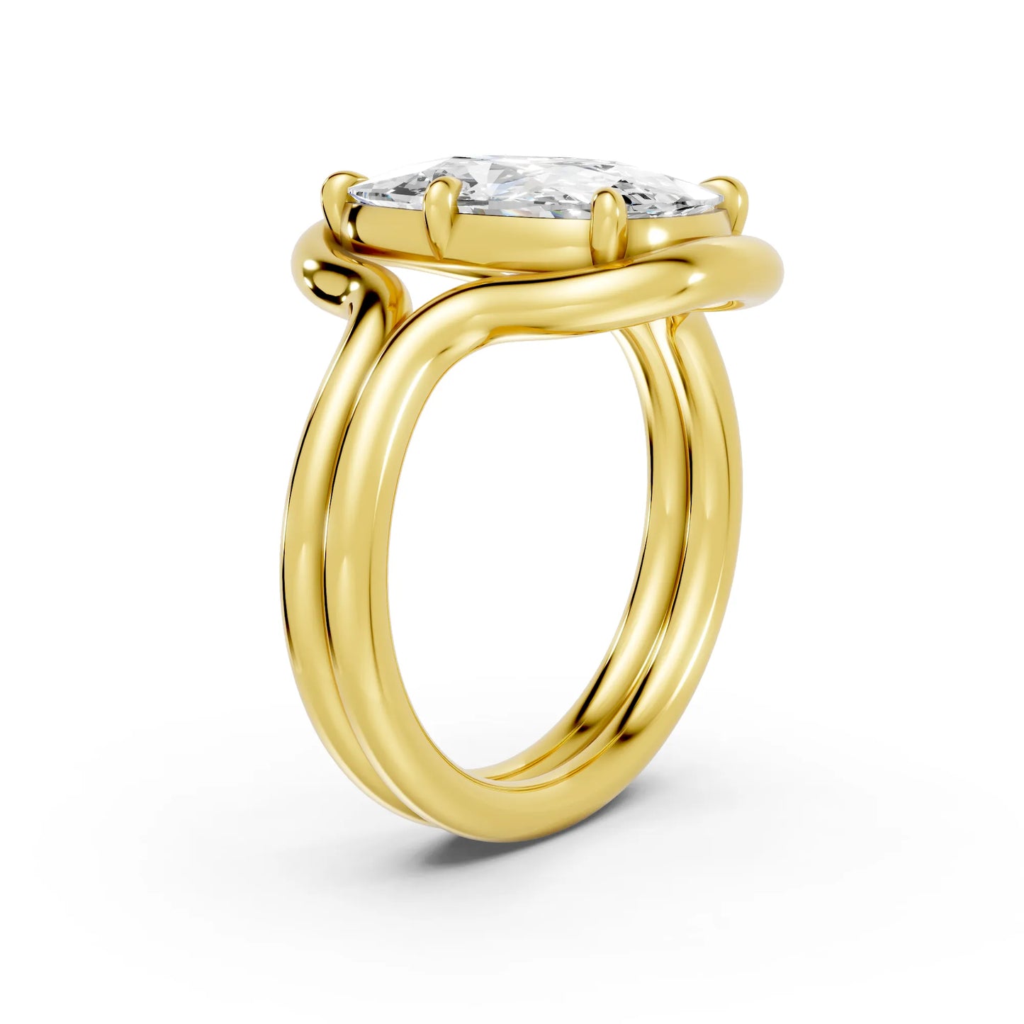 14K Gold Cushion Cut Diamond Solitaire Bridal Ring