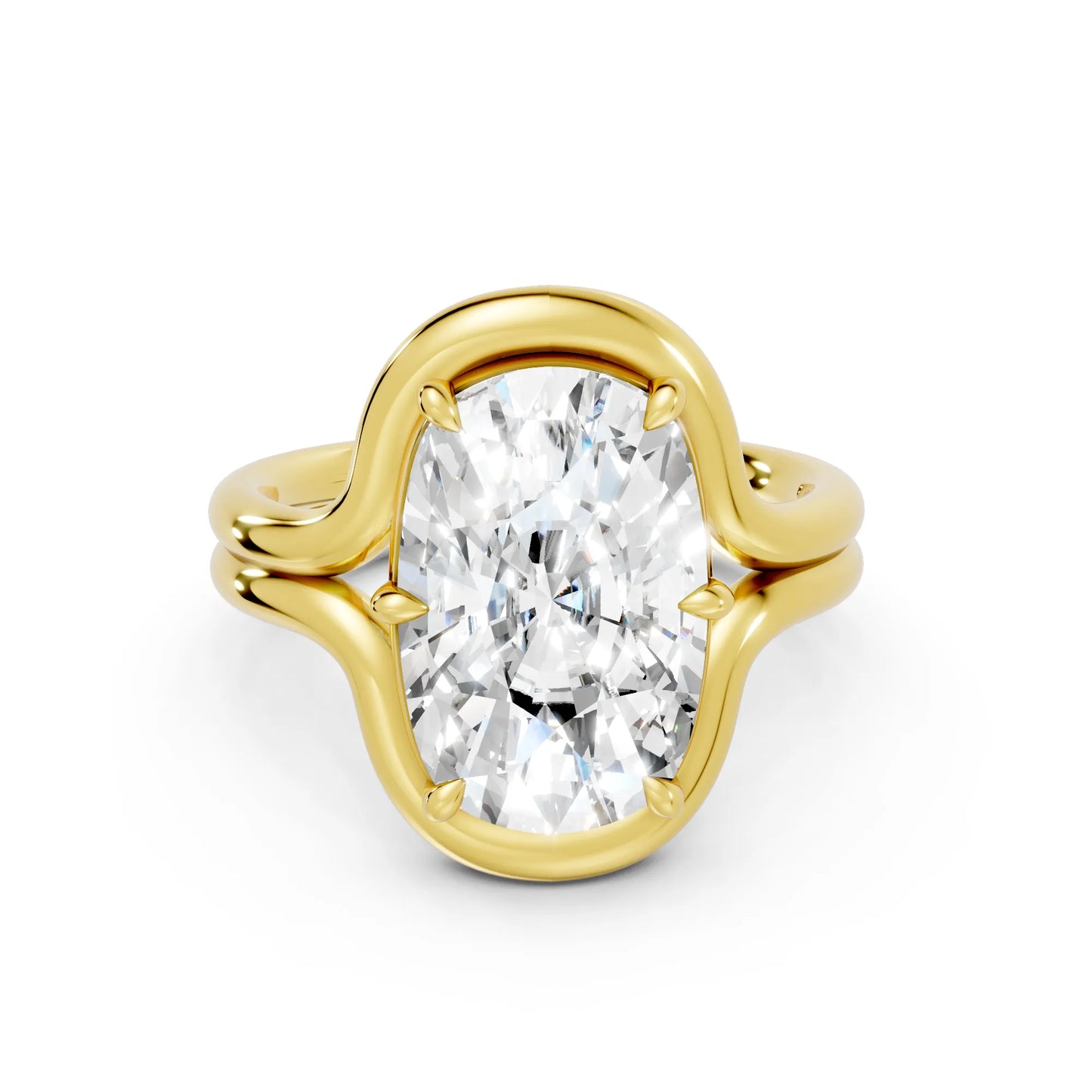 14K Gold Cushion Cut Diamond Solitaire Bridal Ring