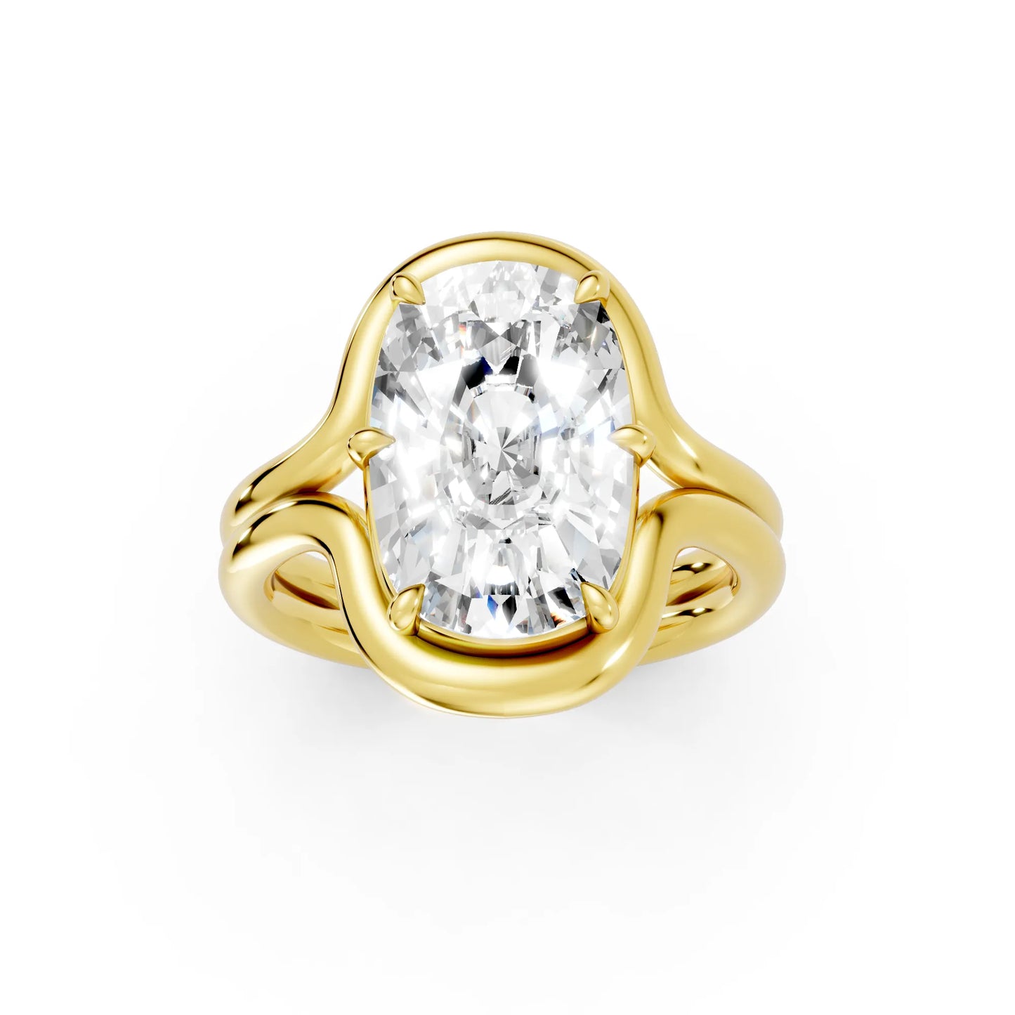 14K Gold Cushion Cut Diamond Solitaire Bridal Ring