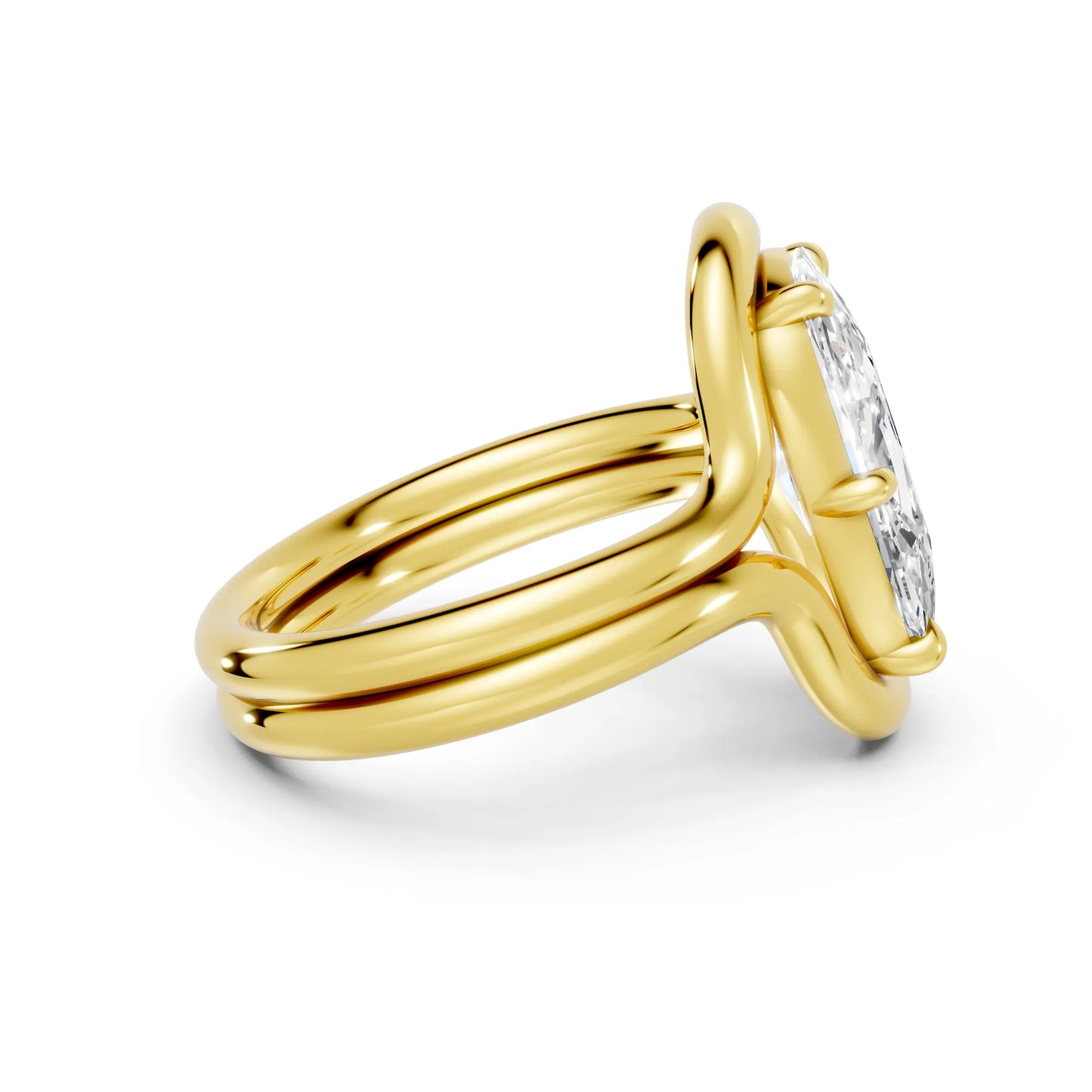 14K Gold Cushion Cut Diamond Solitaire Bridal Ring