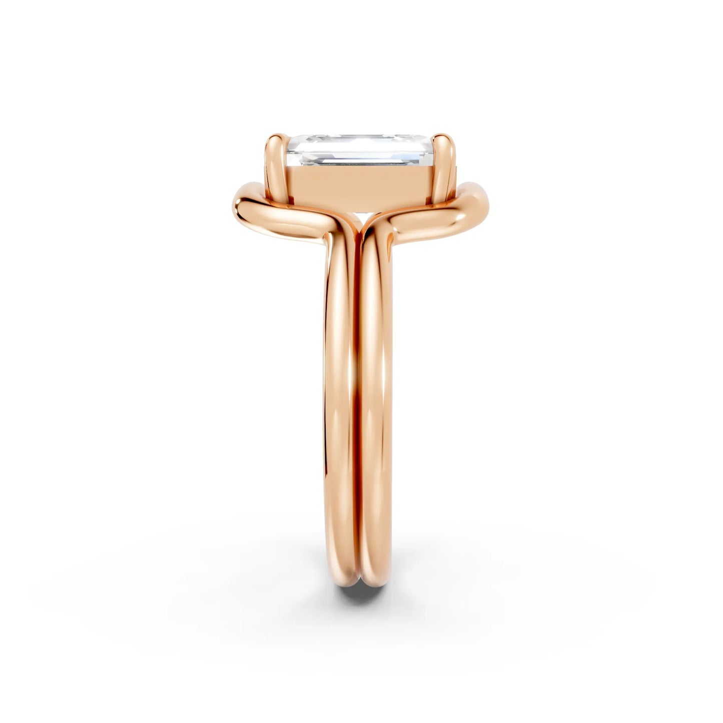 14K Gold Asscher Cut Diamond Solitaire Bridal Ring
