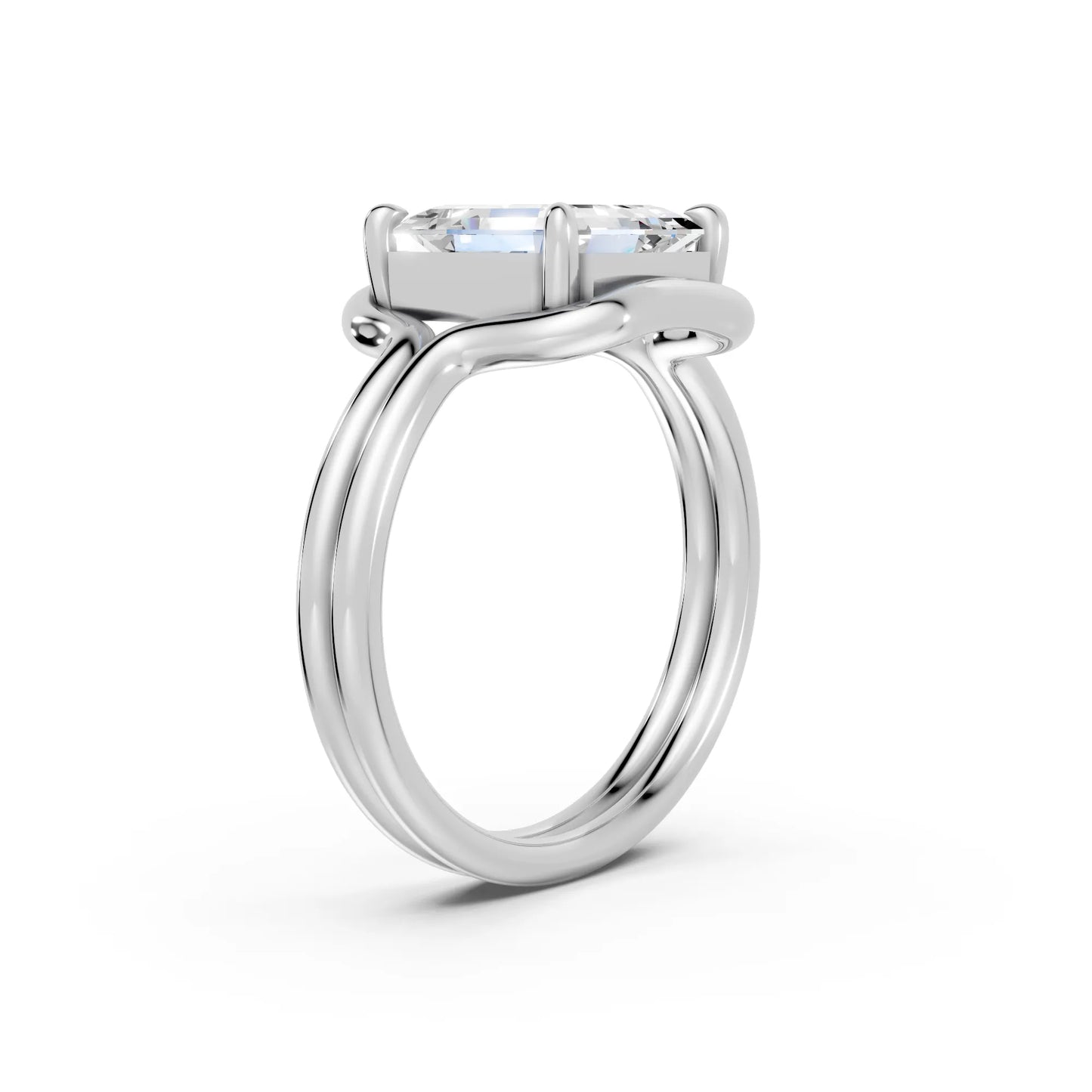14K Gold Asscher Cut Diamond Solitaire Bridal Ring