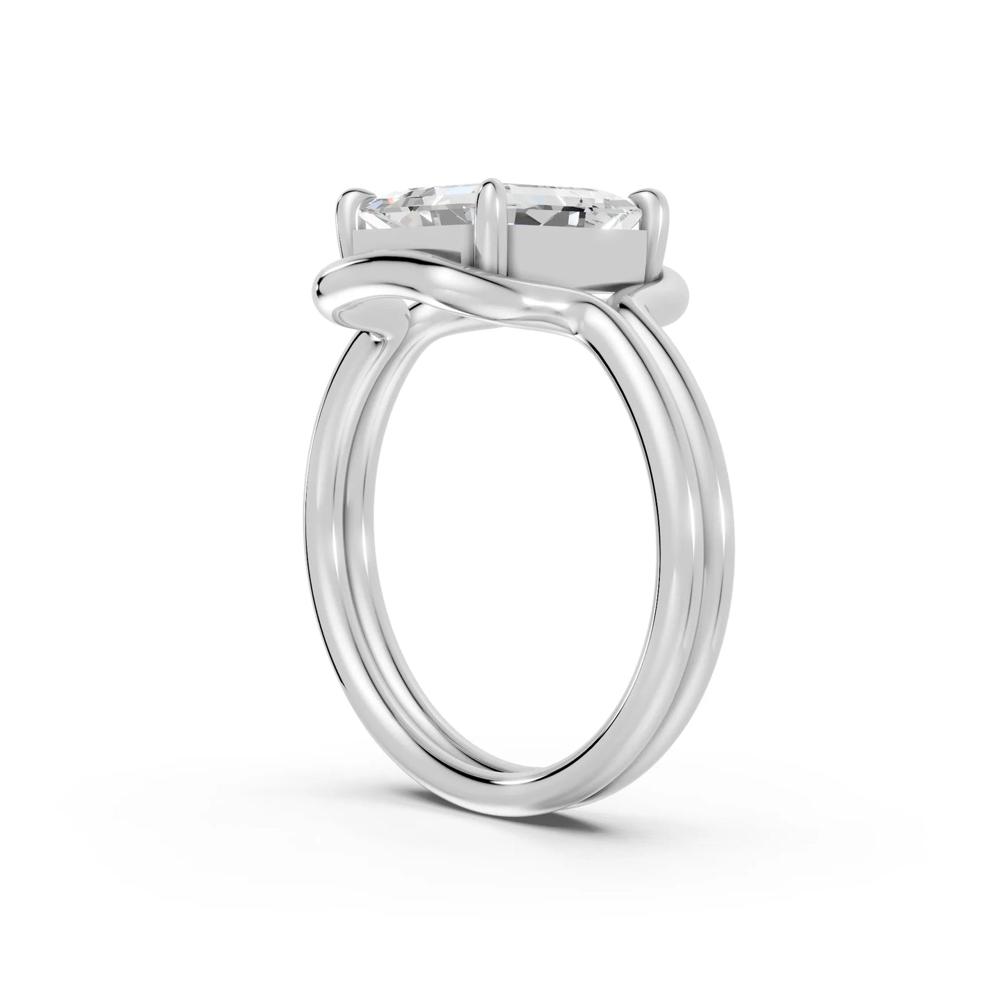 14K Gold Asscher Cut Diamond Solitaire Bridal Ring