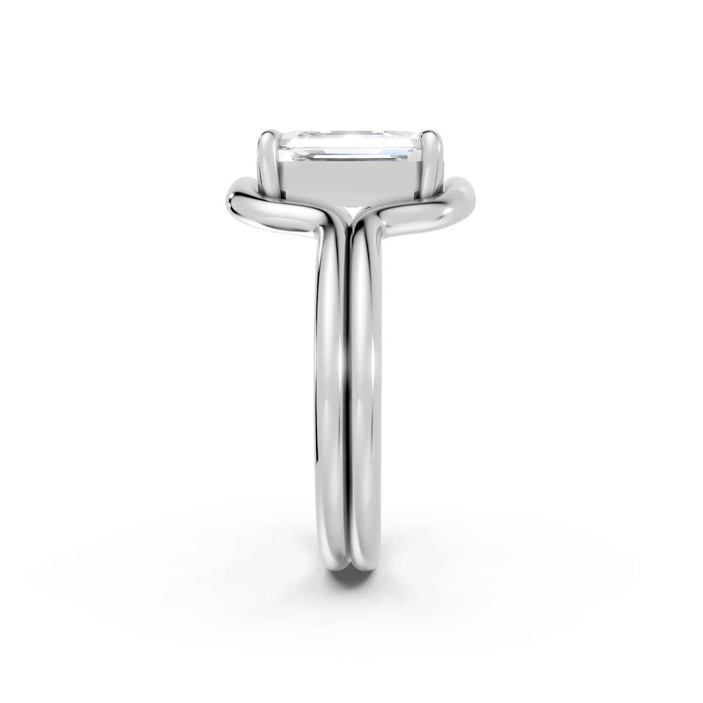 14K Gold Asscher Cut Diamond Solitaire Bridal Ring