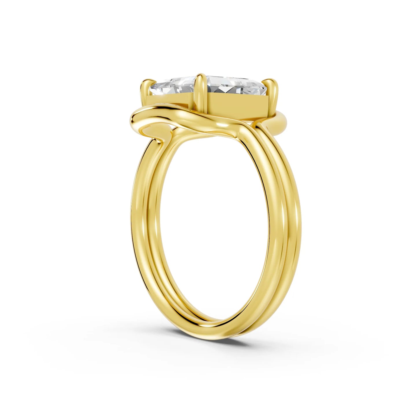14K Gold Asscher Cut Diamond Solitaire Bridal Ring