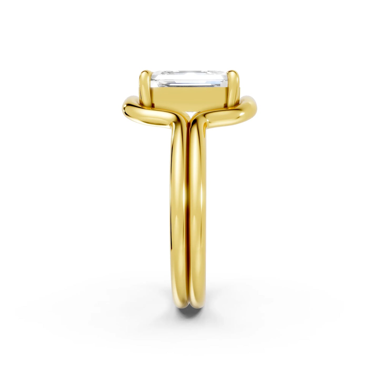 14K Gold Asscher Cut Diamond Solitaire Bridal Ring