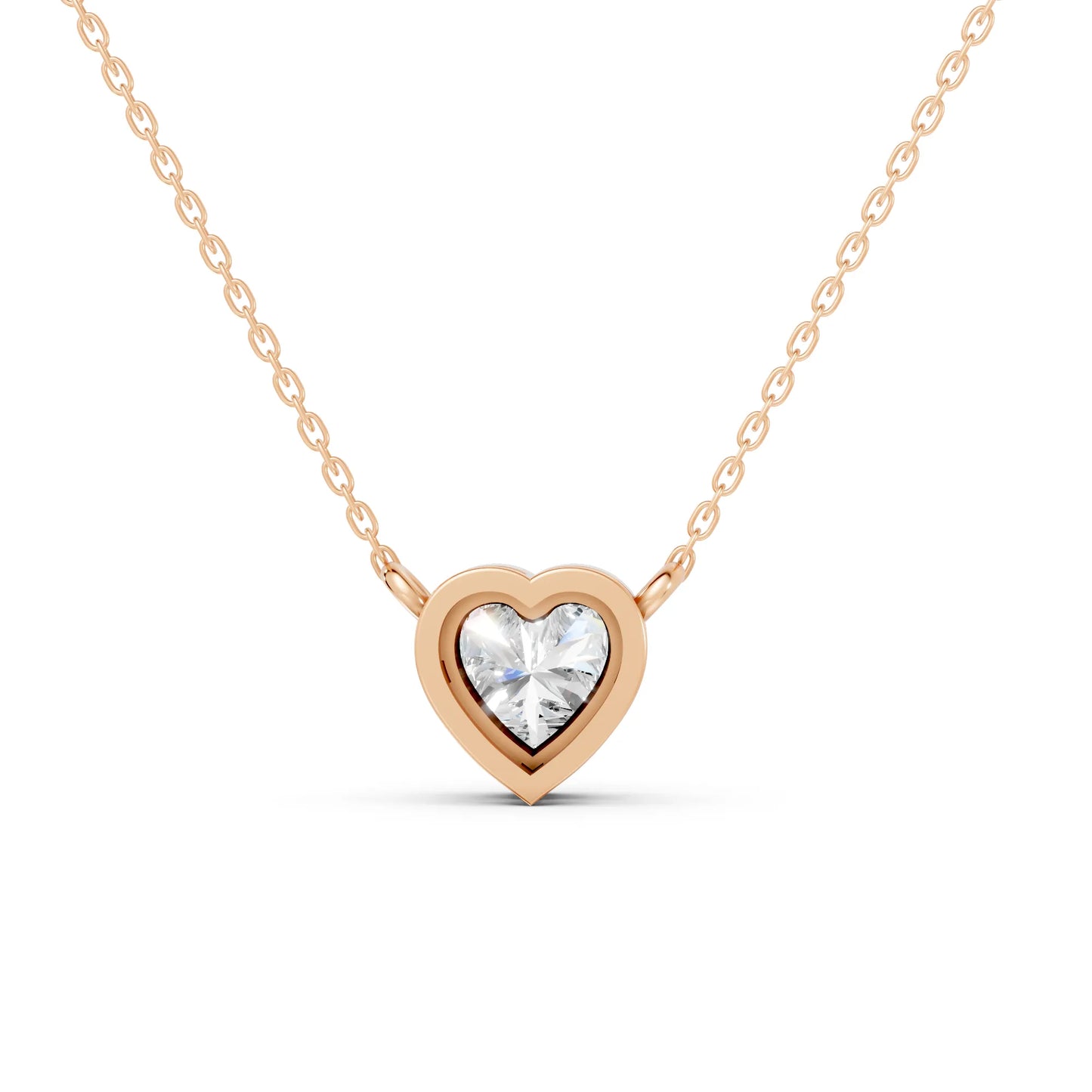 18K Gold Heart Cut Diamond Bezel Necklace