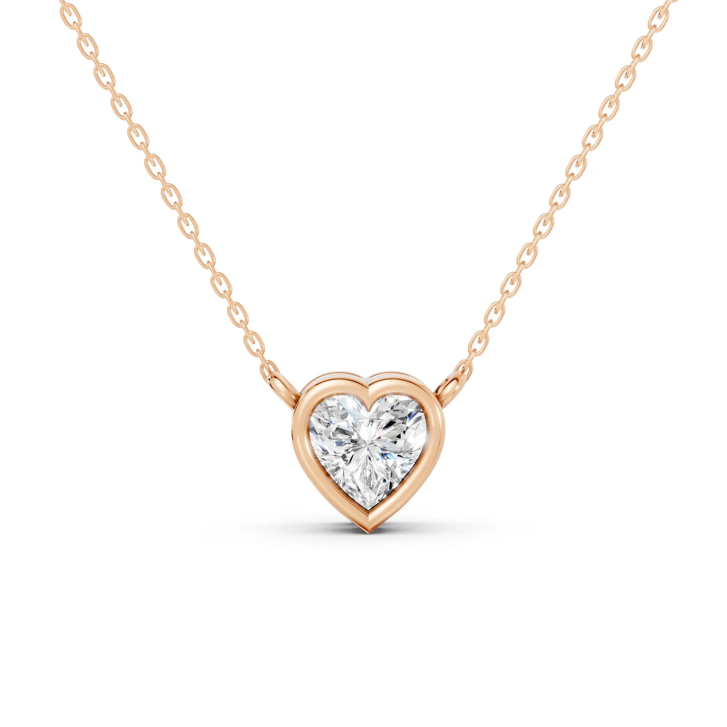 18K Gold Heart Cut Diamond Bezel Necklace