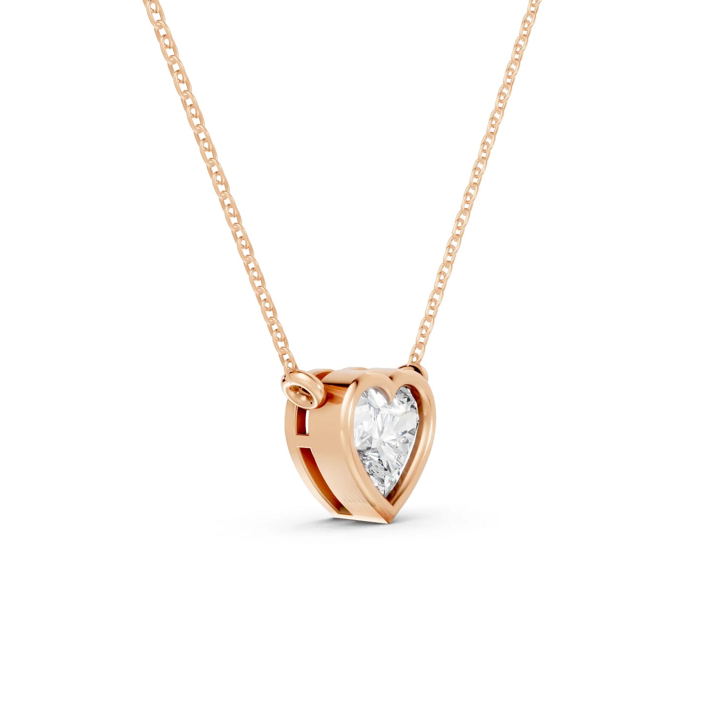 18K Gold Heart Cut Diamond Bezel Necklace