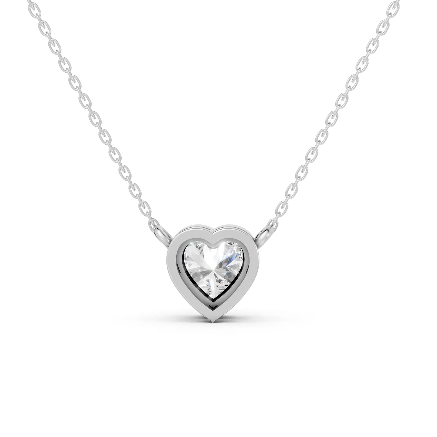 18K Gold Heart Cut Diamond Bezel Necklace