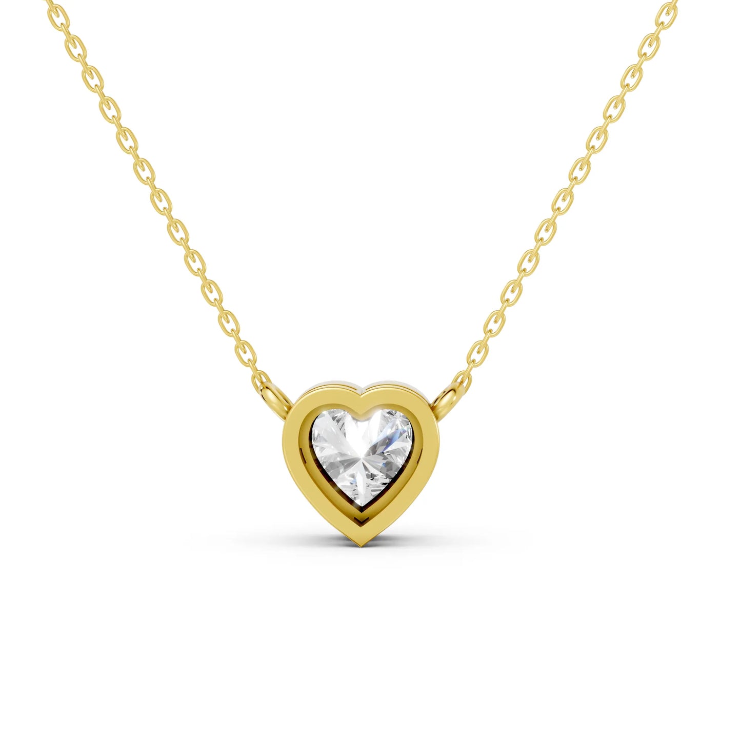 18K Gold Heart Cut Diamond Bezel Necklace