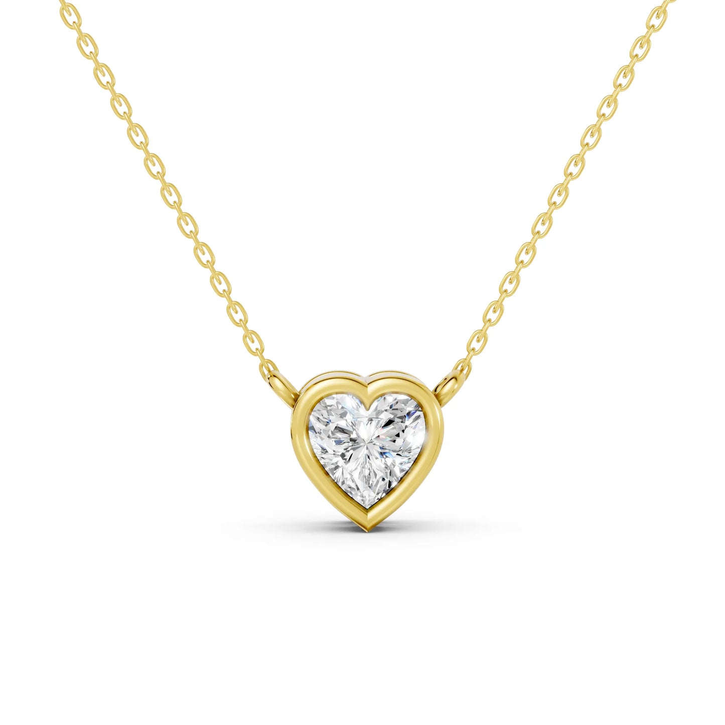 18K Gold Heart Cut Diamond Bezel Necklace