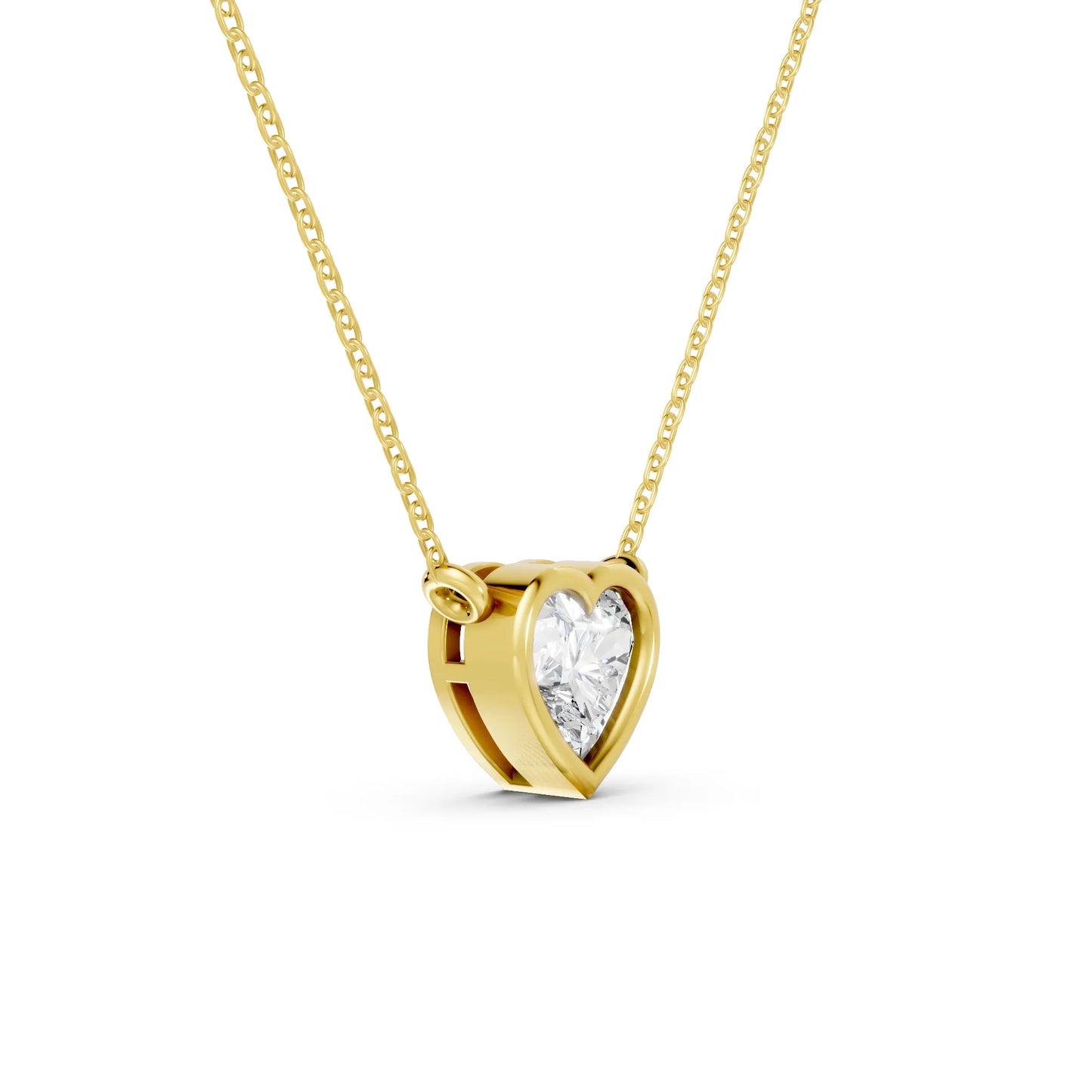 18K Gold Heart Cut Diamond Bezel Necklace