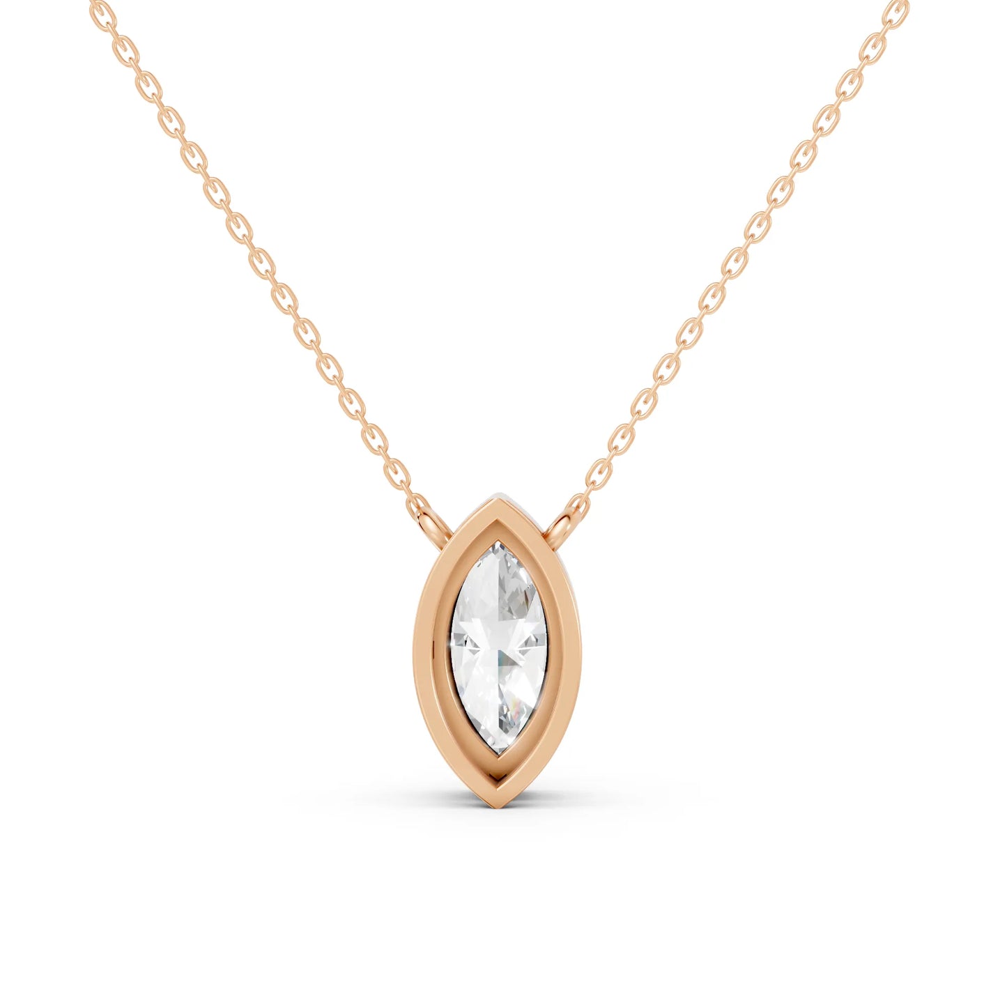 18K Gold Marquise Cut Diamond Bezel Necklace