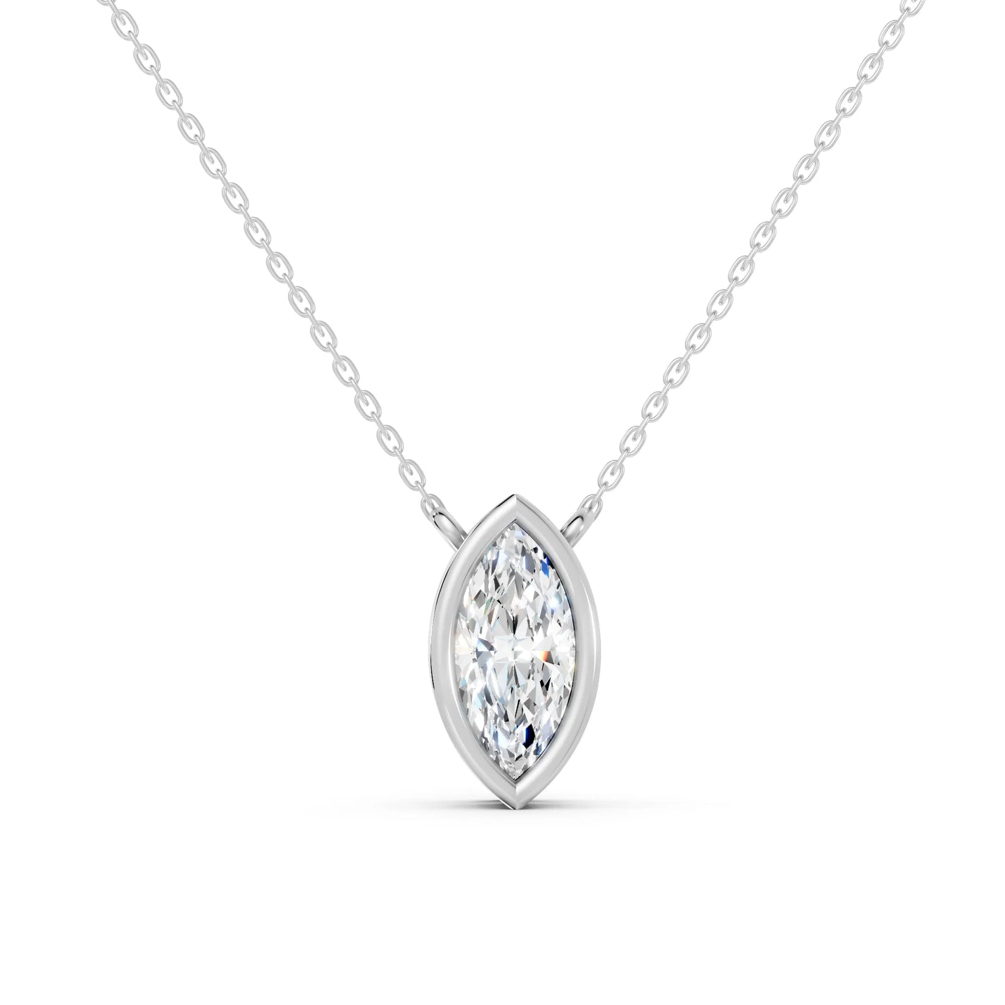 18K Gold Marquise Cut Diamond Bezel Necklace