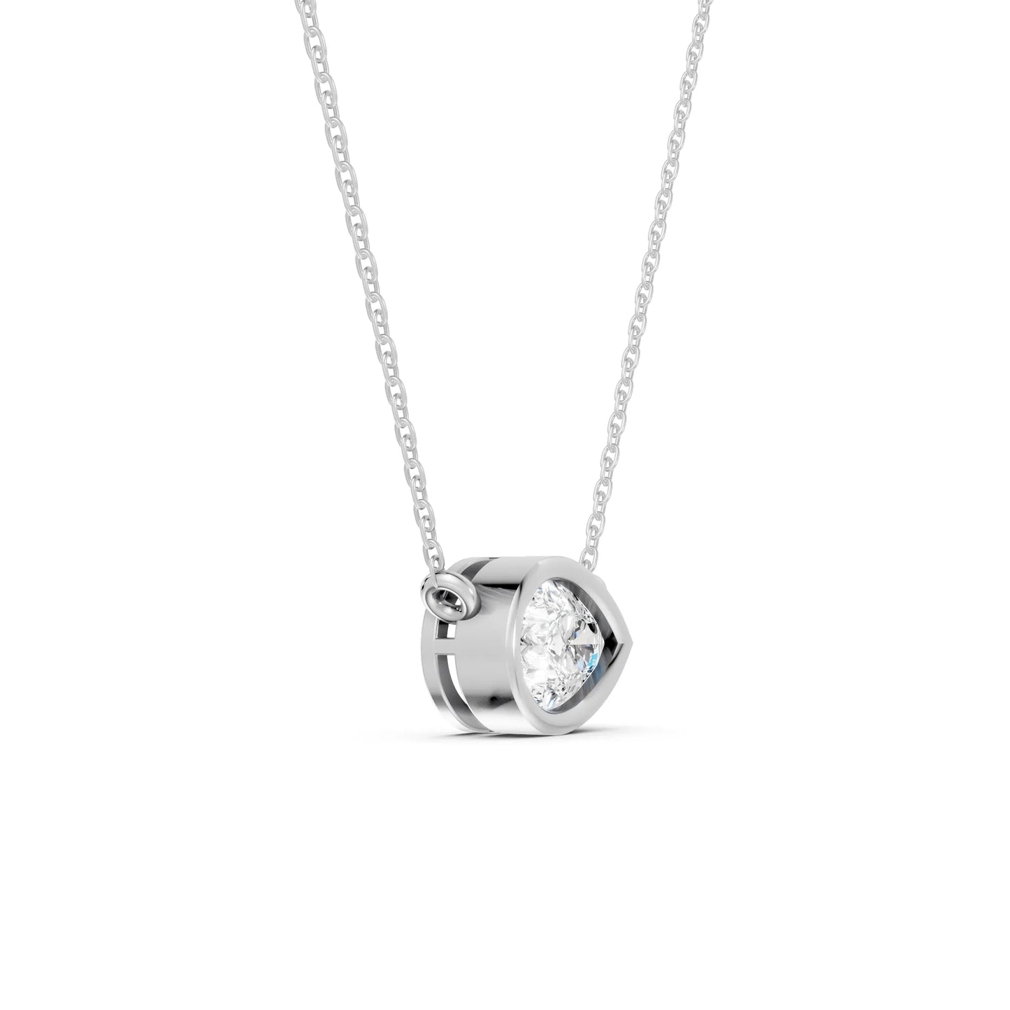 18K Gold Pear Cut Diamond East - West Bezel Necklace
