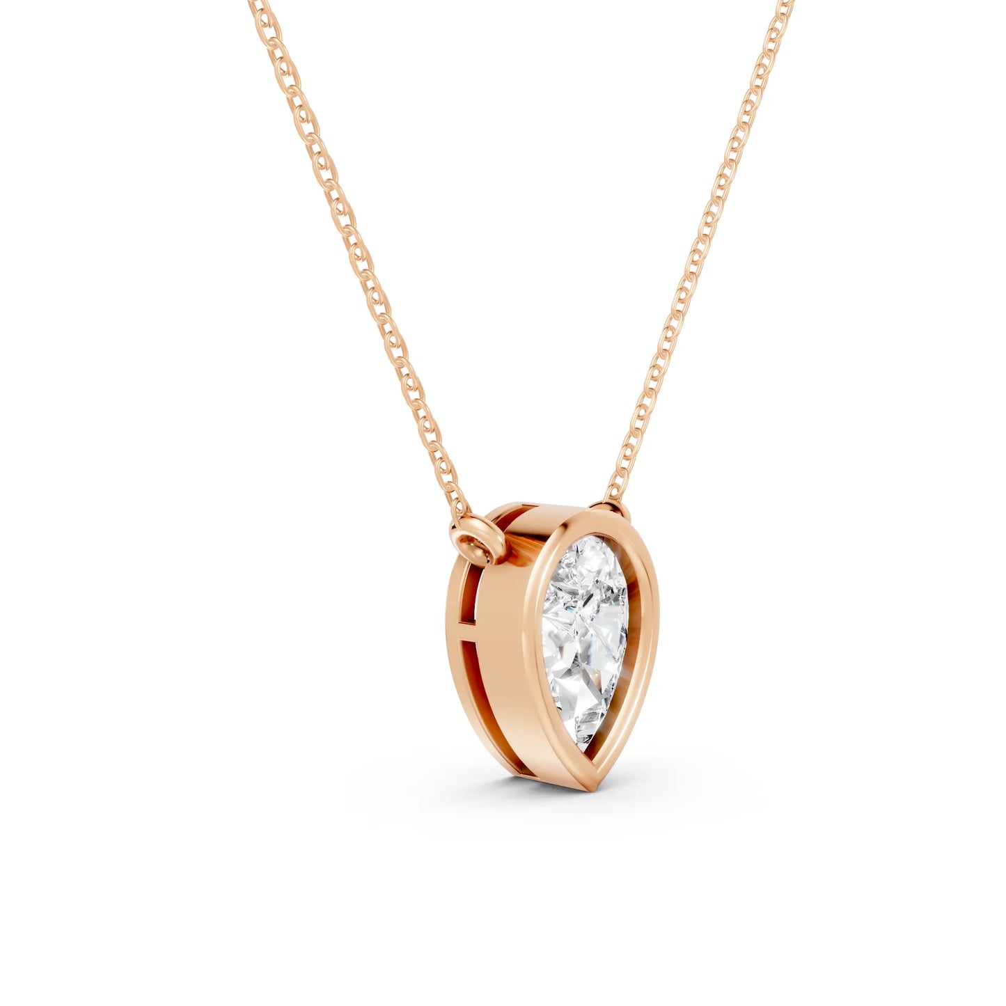 18K Gold Pear Cut Diamond Bezel Necklace
