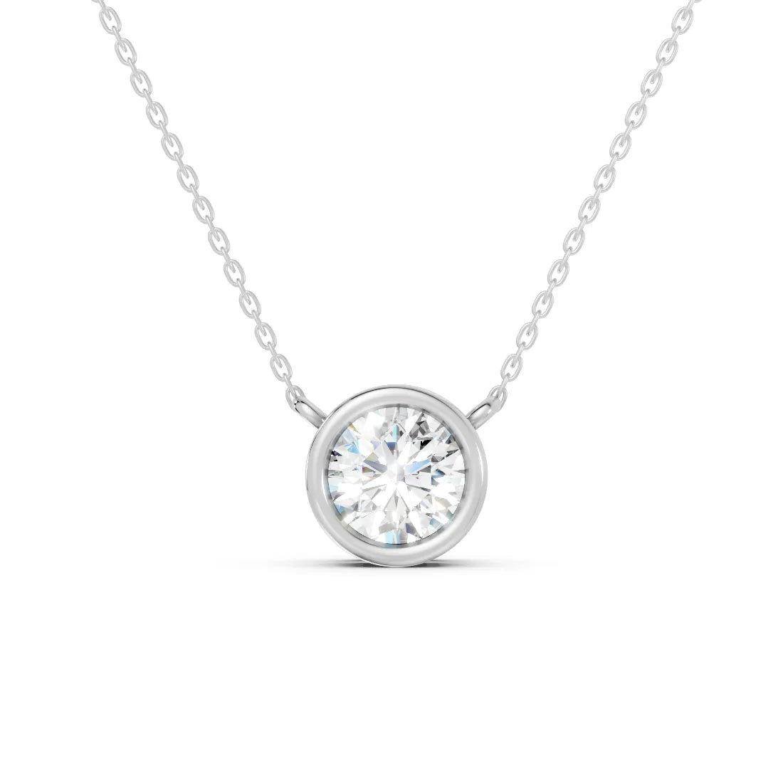 18K Gold Round Cut Diamond Bezel Necklace