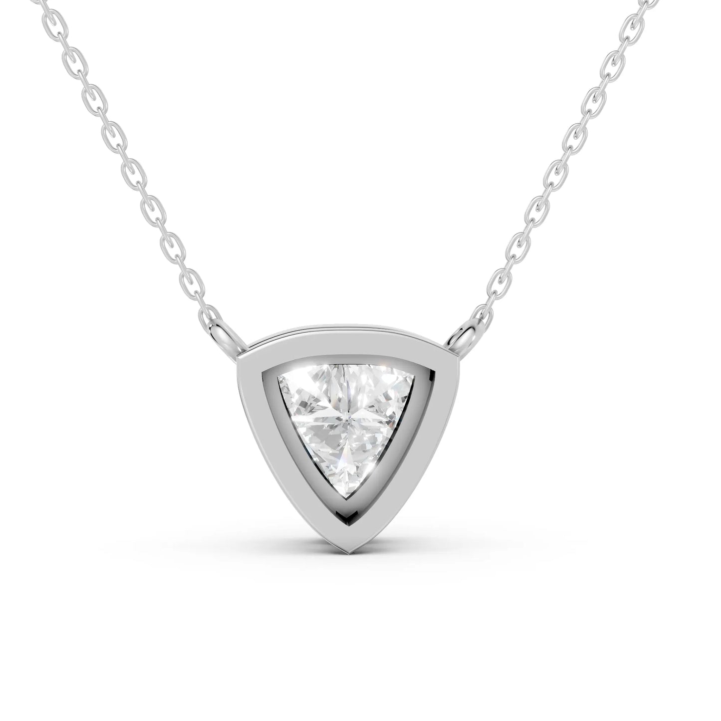 18K Gold Trillion Cut Diamond Bezel Necklace