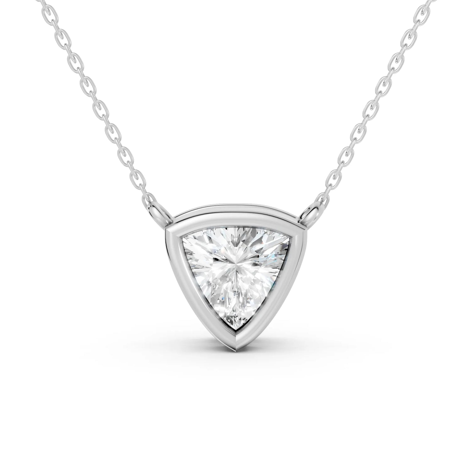 18K Gold Trillion Cut Diamond Bezel Necklace