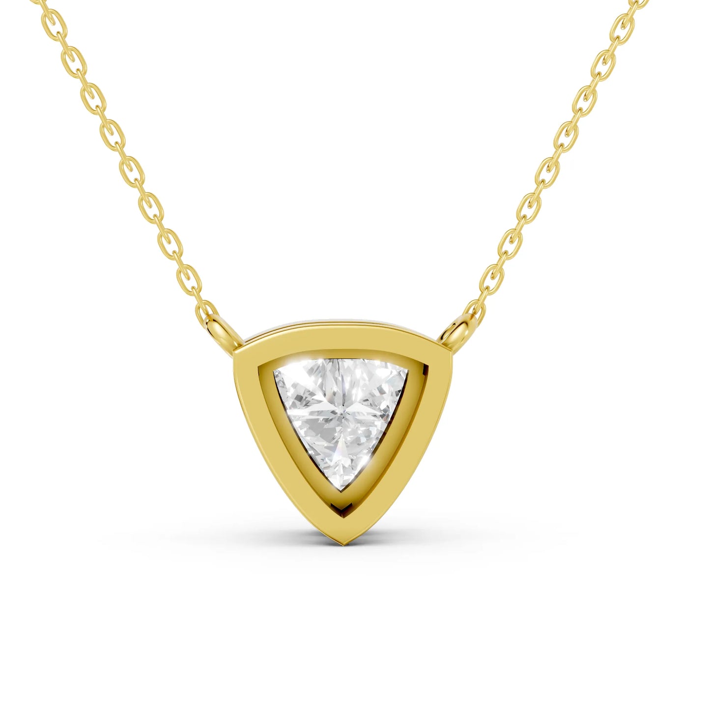 18K Gold Trillion Cut Diamond Bezel Necklace