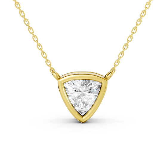 18K Gold Trillion Cut Diamond Bezel Necklace